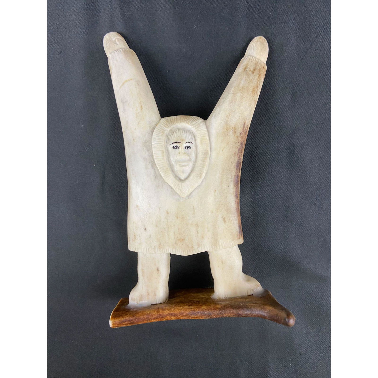 Signed Antler Sculpture by Inupiao Eskimo Vincent Rockr (1 of 7)