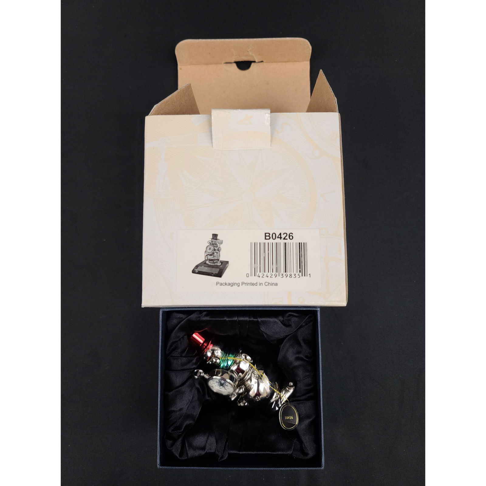 Bulova Miniature Clock B0426 SNOWMAN: Bulova Miniature Clock B0426 SNOWMAN