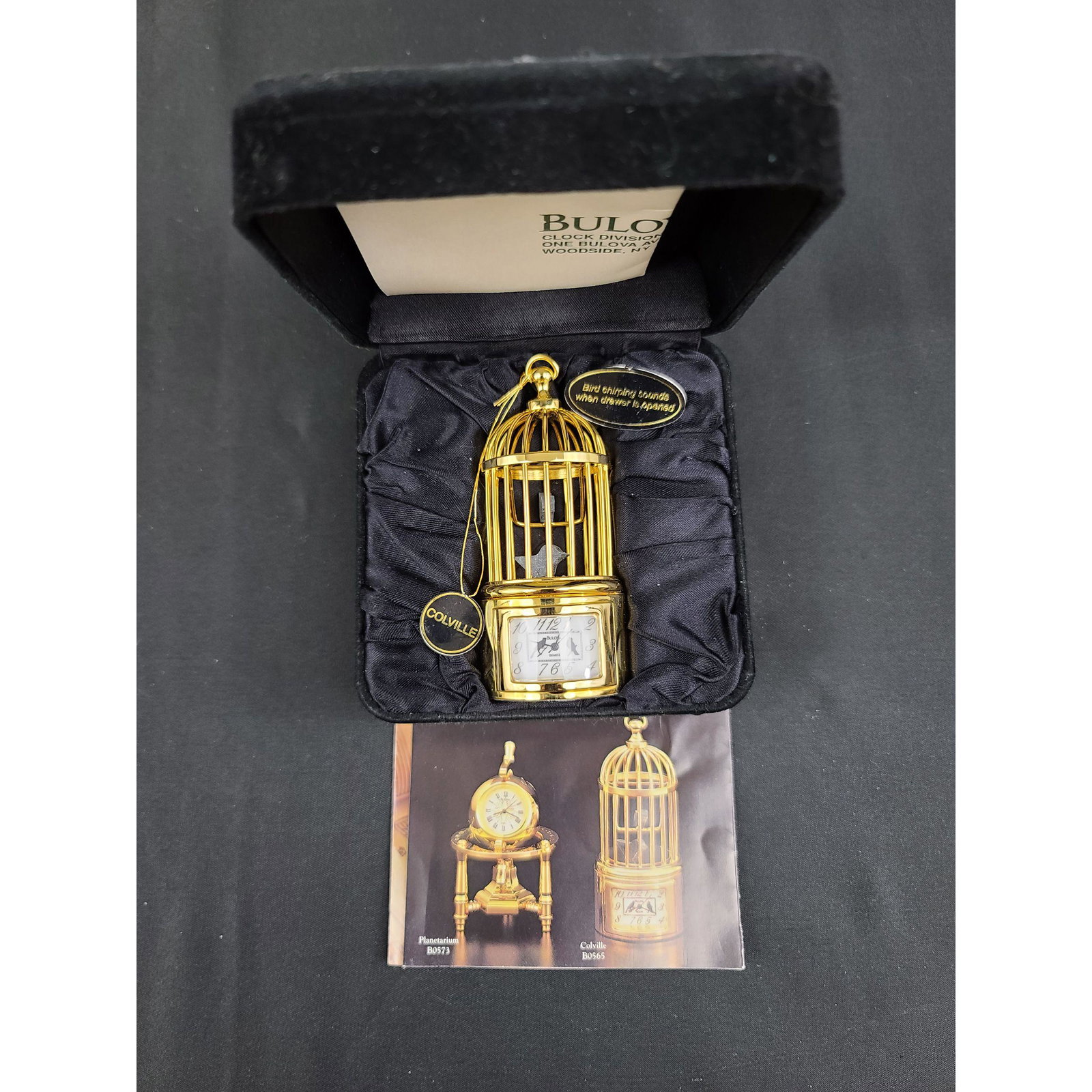 Bulova Miniature Clock B0565 COLVILLE MUSIC BOX: Bulova Miniature Clock B0565 COLVILLE MUSIC BOX