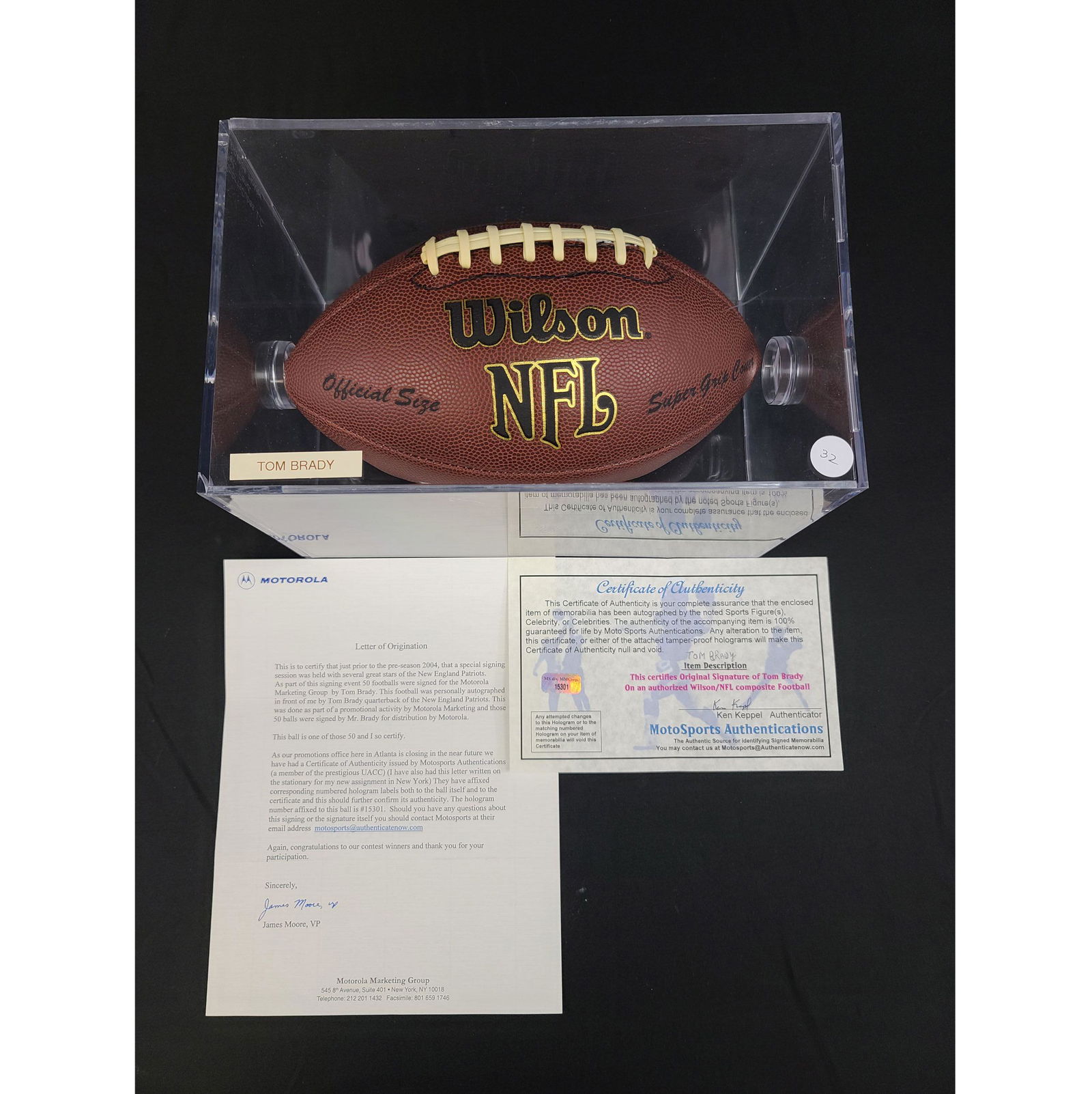 Authentic Autographed TOM BRADY Football W/ COA (1 of 3)