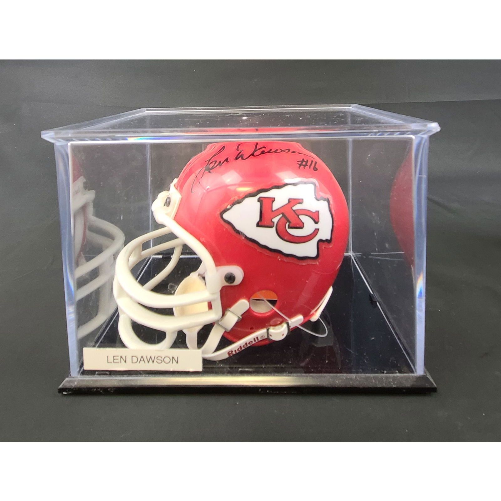 Autographed LEN DAWSON Kansas City Chiefs Mini Helmet (1 of 2)