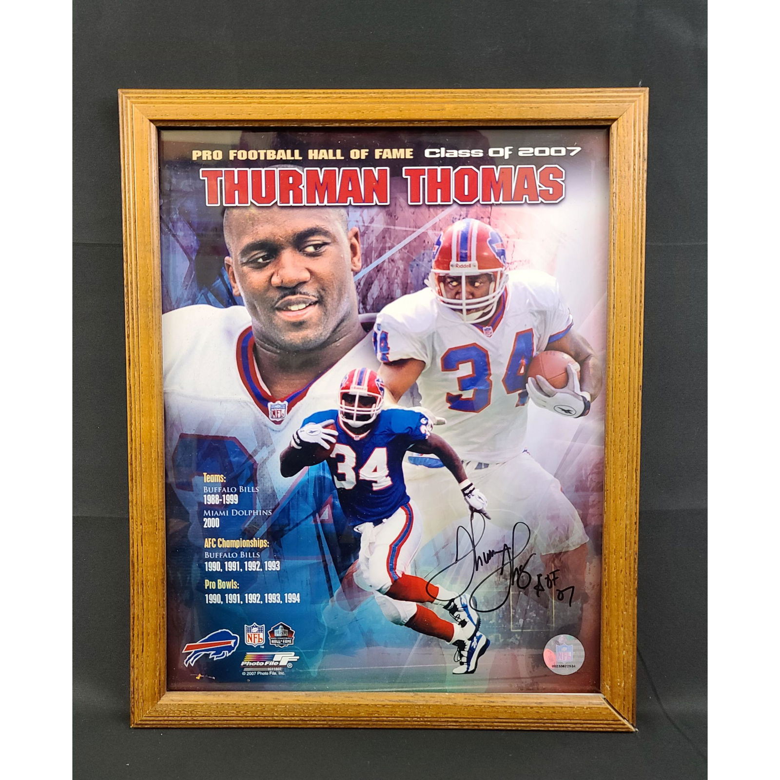 Autographed THURMAN THOMAS 2007 HOF Poster (1 of 2)