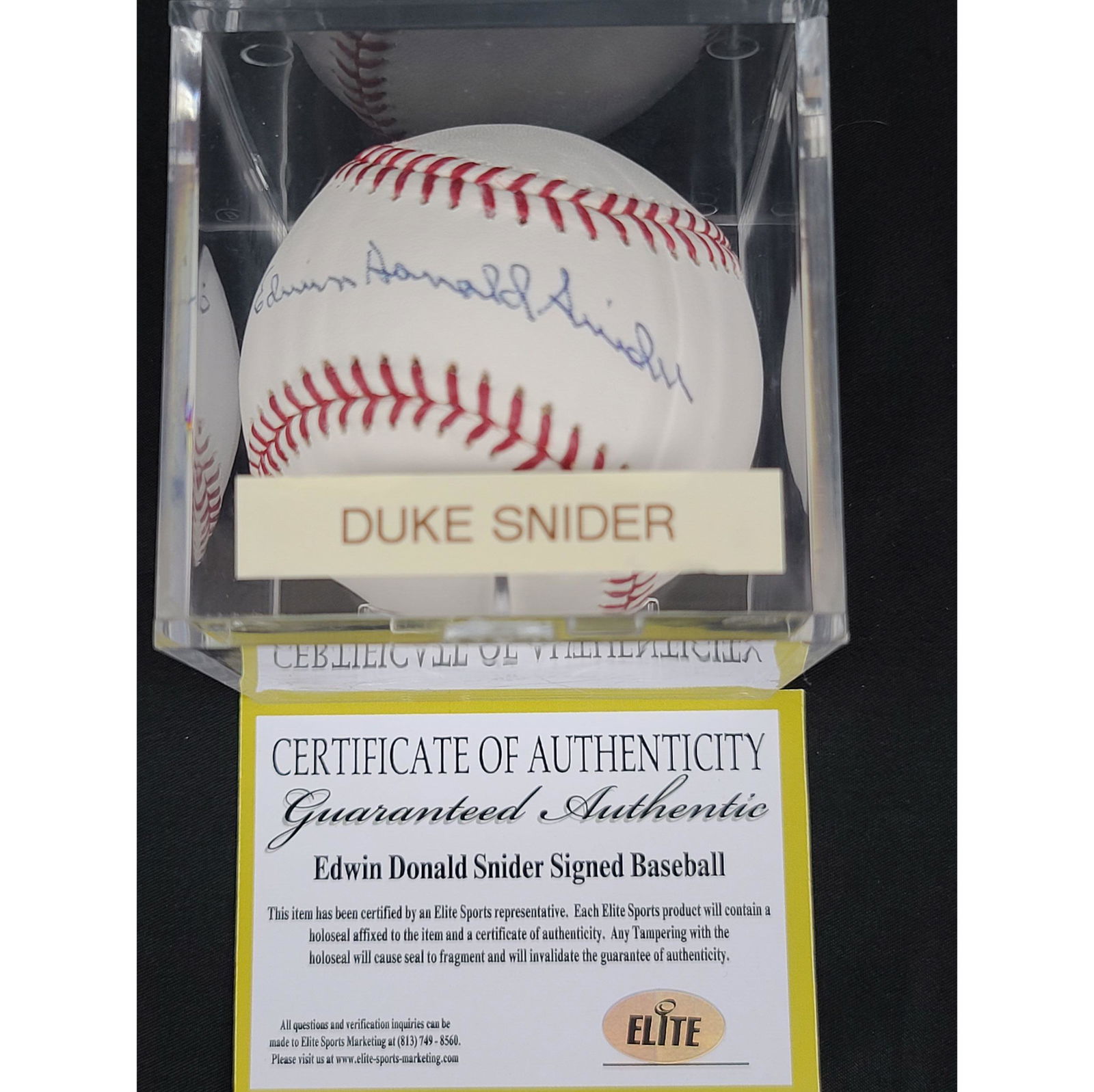 Authentic Autographed Baseball Edwin "DUKE" Snider w/ (1 of 2)
