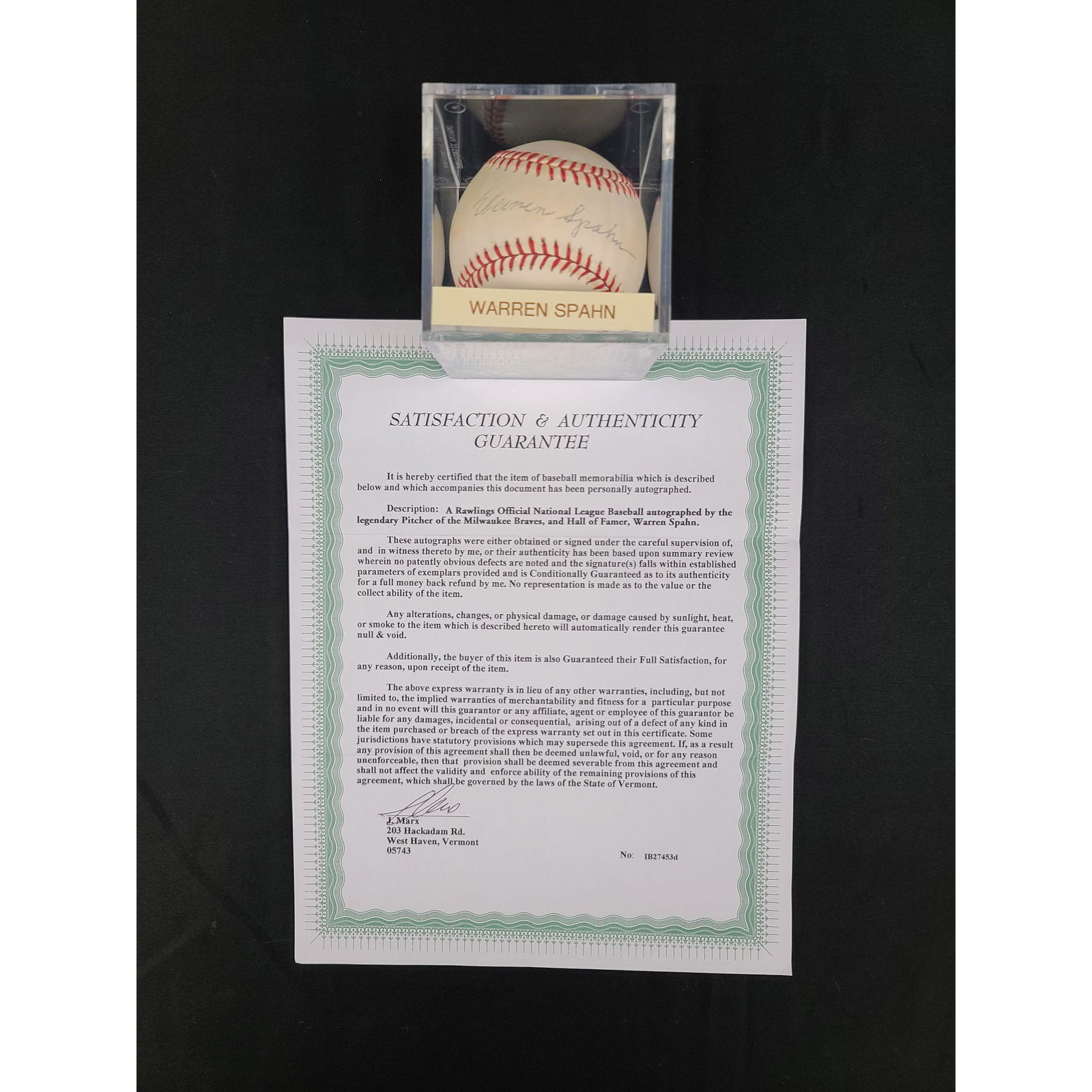 Warren Spahn Autographed MLB Baseball with COA (1 of 4)