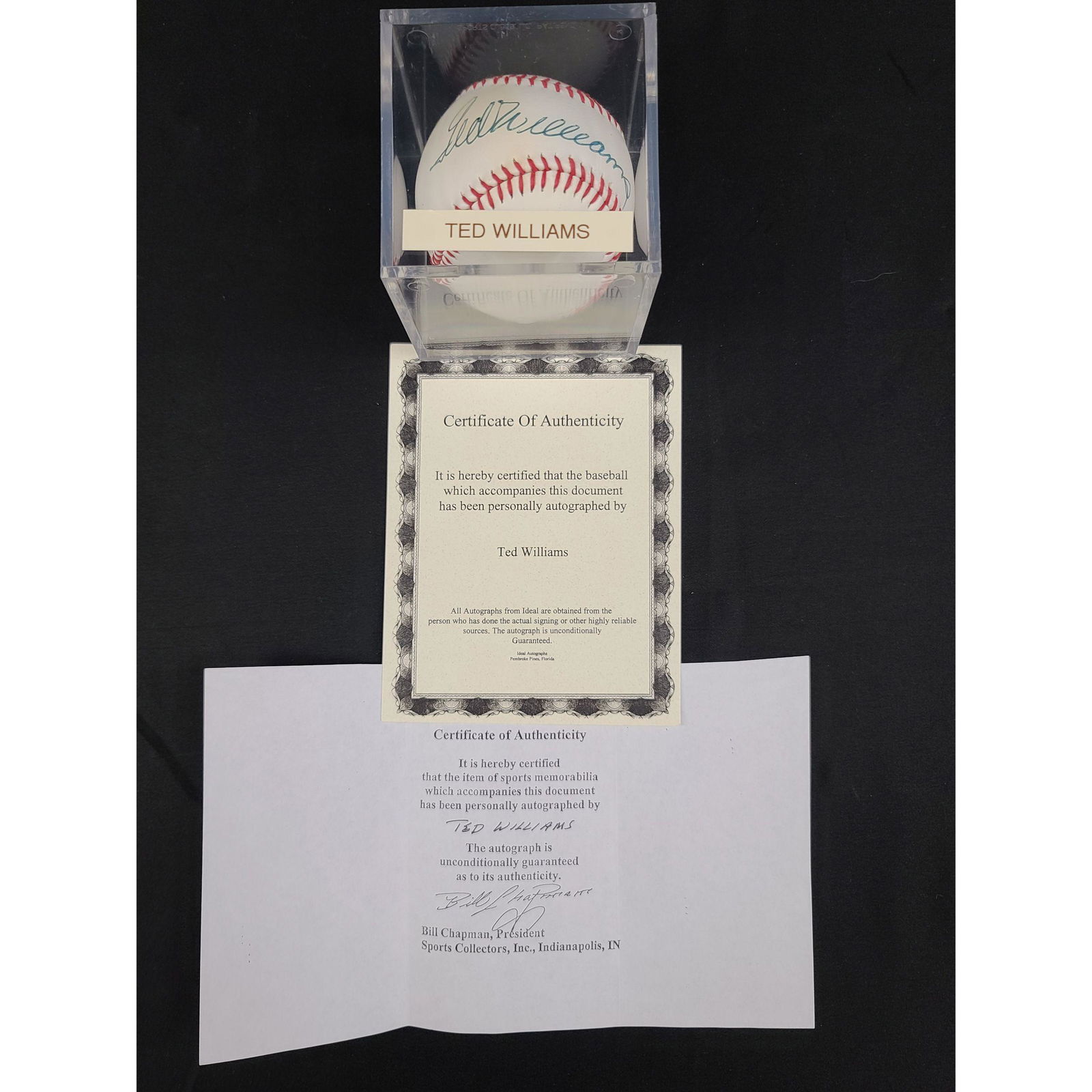 Signed Ted Williams MLB Baseball With COA (1 of 6)