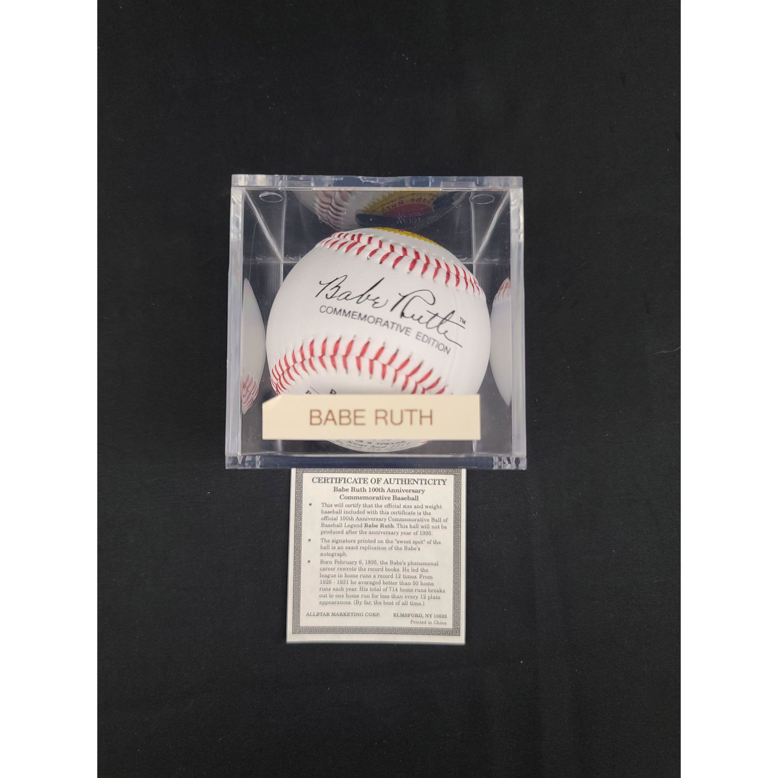 Signed BABE RUTH 100th Anniversary Baseball with COA (1 of 6)