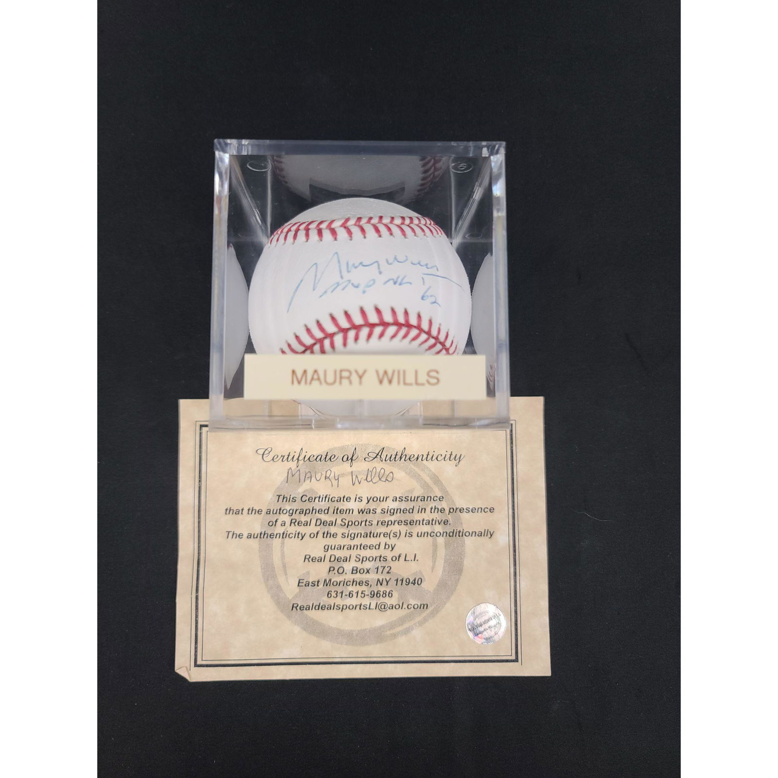 MAURY WILLS AUTOGRAPHED MLB BASEBALL with COA (1 of 2)