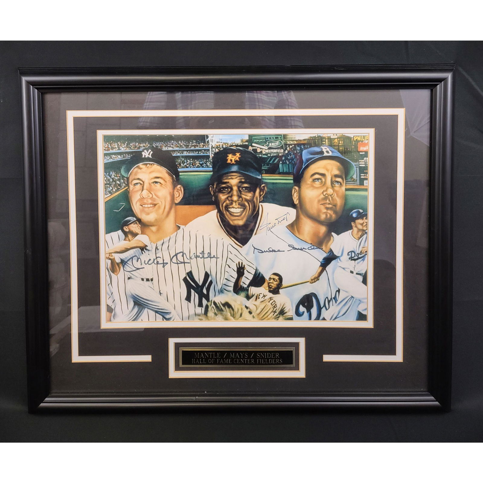 MANTLE/MAYS/SNIDER "HOF CENTER FIELDERS" Autographed Li (1 of 10)