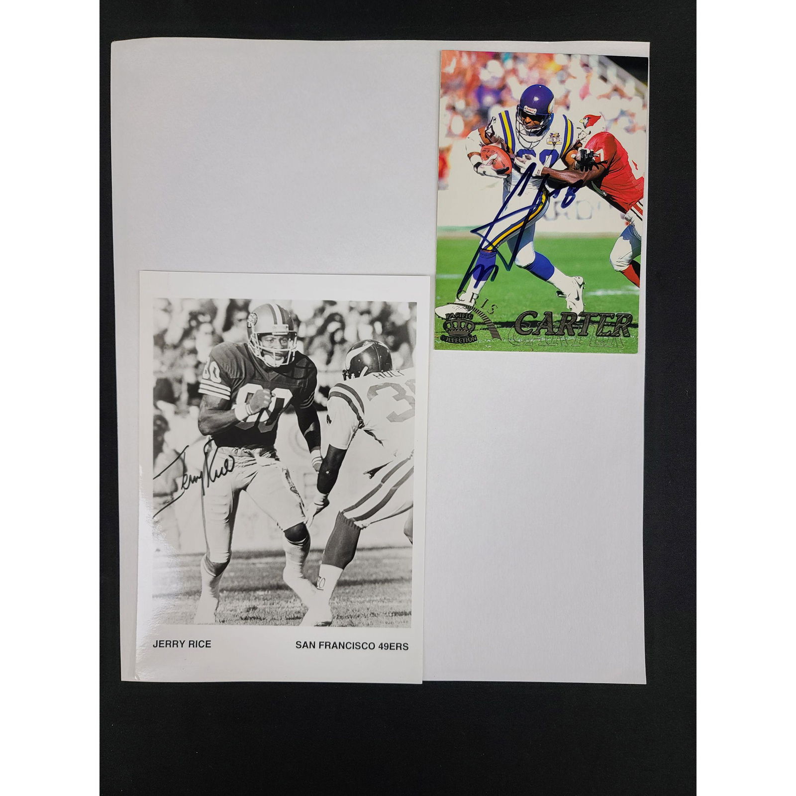 LOT OF 2 JERRY RICE &  CHRIS CARTER AUTOGRAPHED POSTCAR (1 of 3)