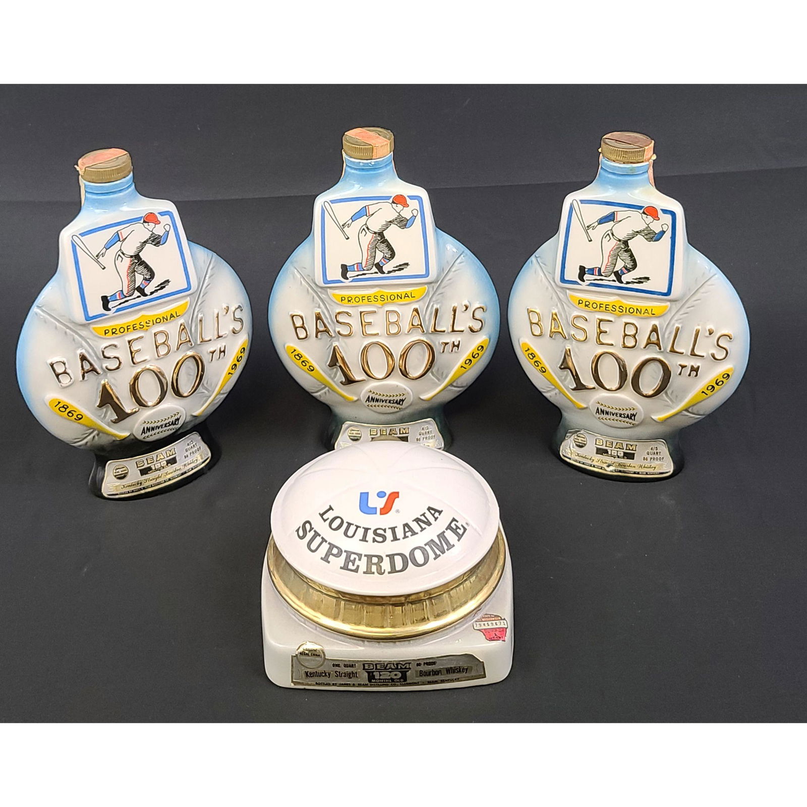 Lot Of 4 1969 "Baseball 100th Anniversary" Jim Beam Dec (1 of 5)