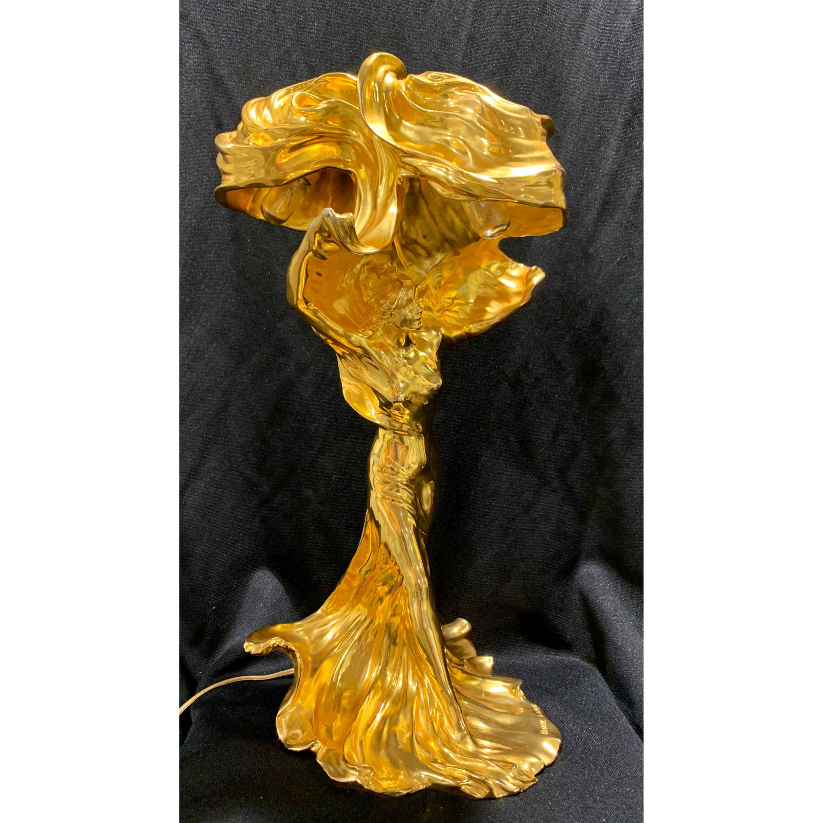 Louie Fuller gilt bronze lamp after Francois Raoul Larc: Louie Fuller gilt bronze lamp after Francois Raoul Larche 16.8” tall.