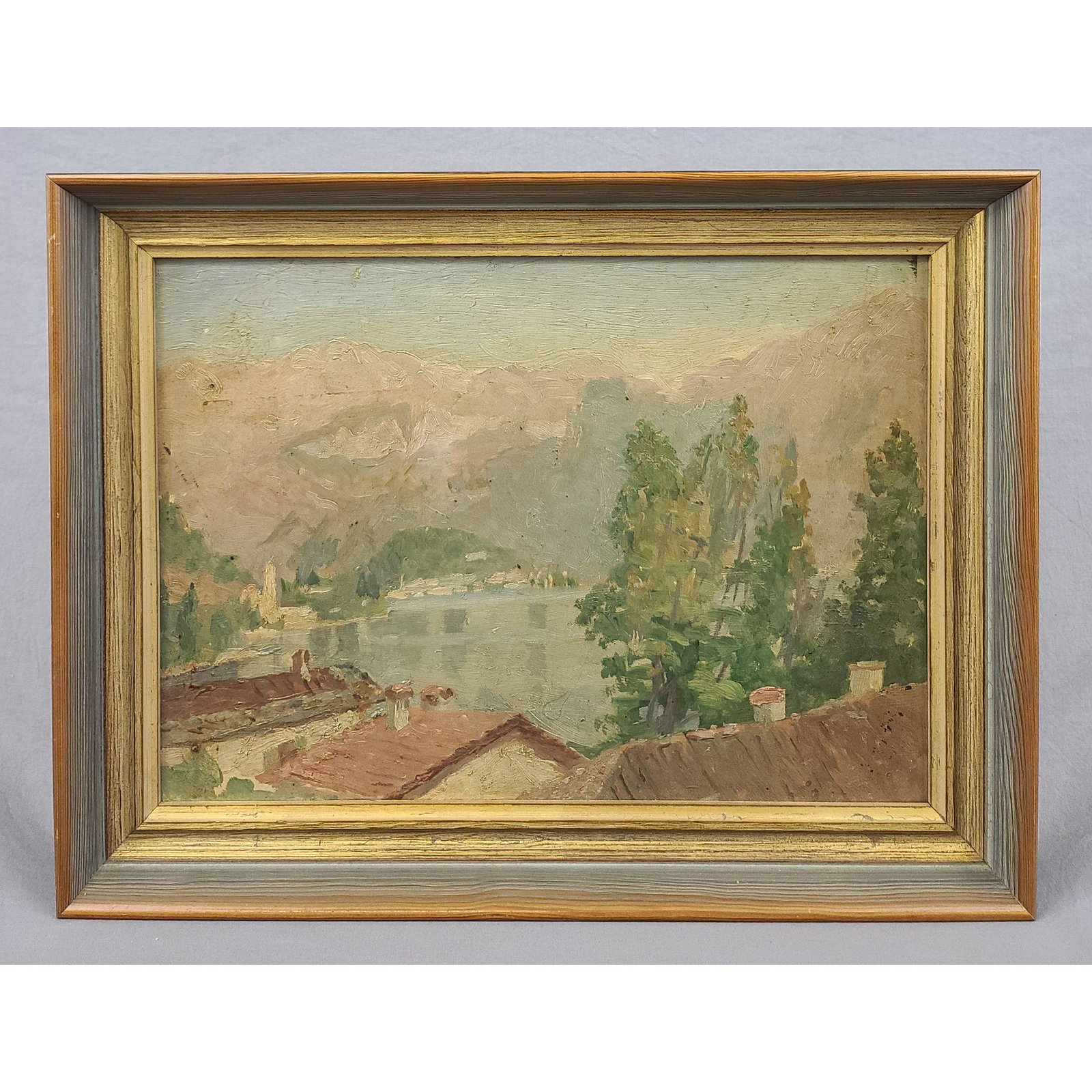 Antique Oil on Board Landscape Impressionist Painting: Antique Oil on Board Landscape Impressionist Painting. The frame measures 13" x 17"