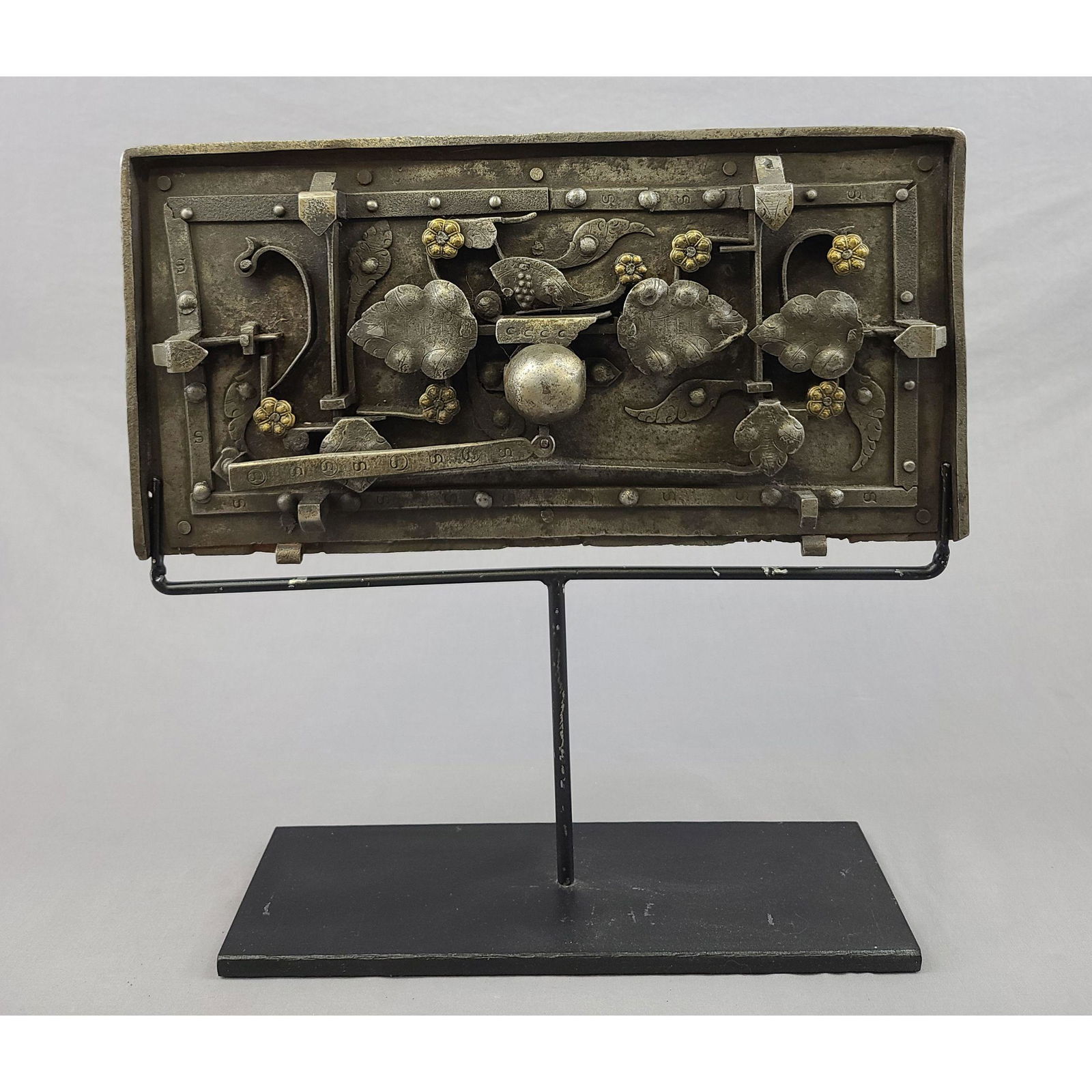 LG Antique Hand Forged Iron Door Lock W/ Key & Stand (1 of 20)