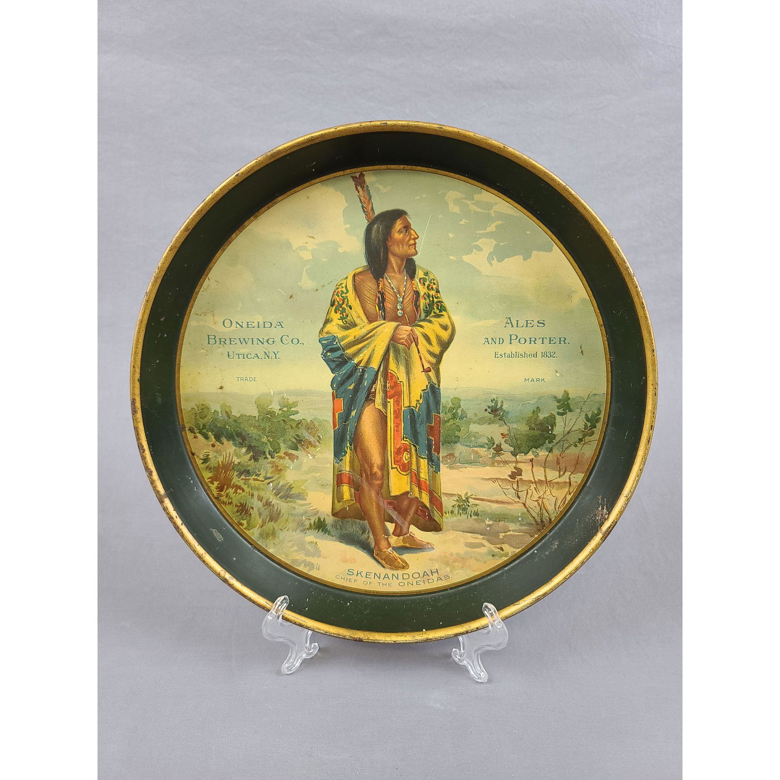 VINTAGE ADVERTISING TRAY "ONEIDA BREWING CO" "SKENADOAH (1 of 11)