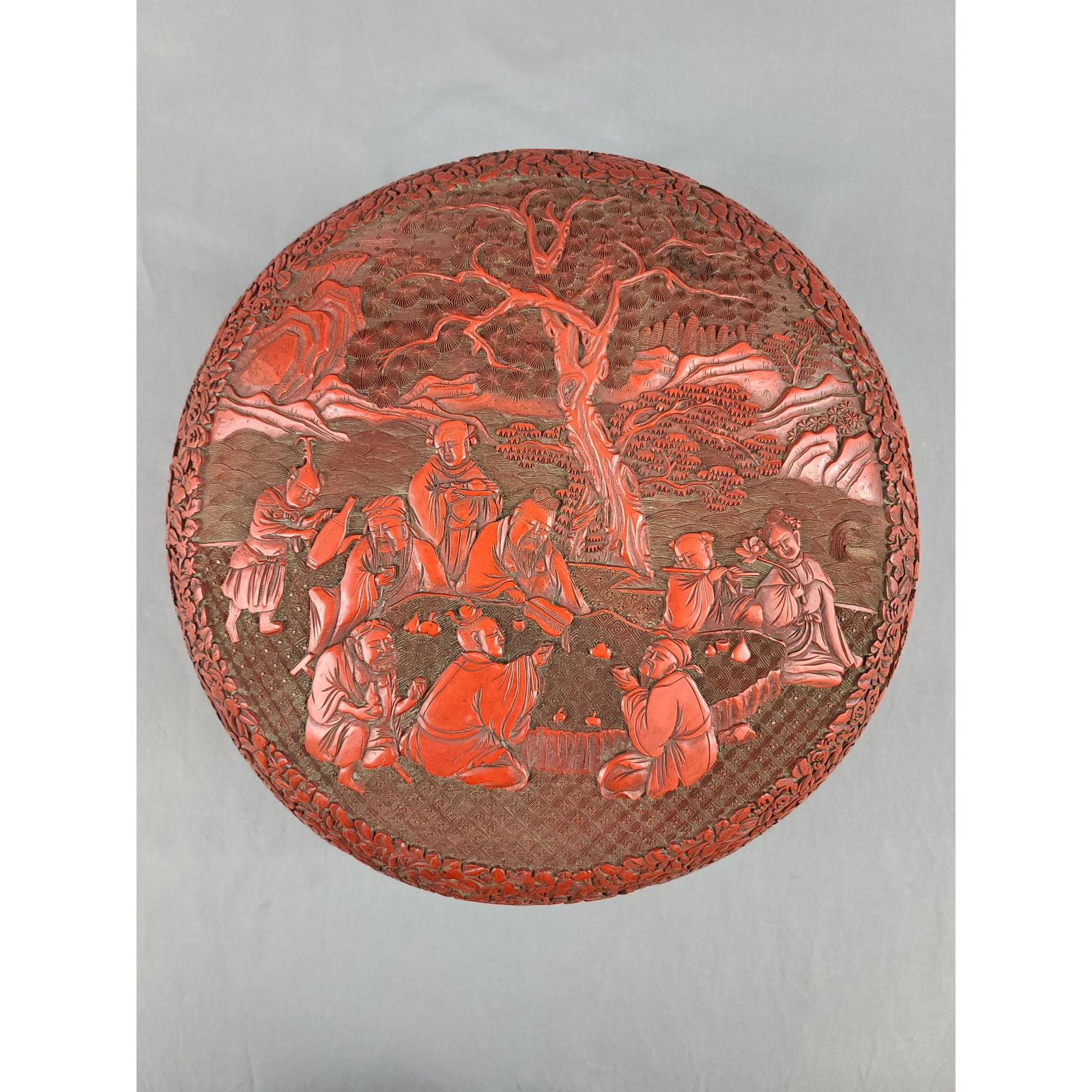 Chinese 19th C Large Carved Cinnabar Lacquer Box Signed (1 of 20)