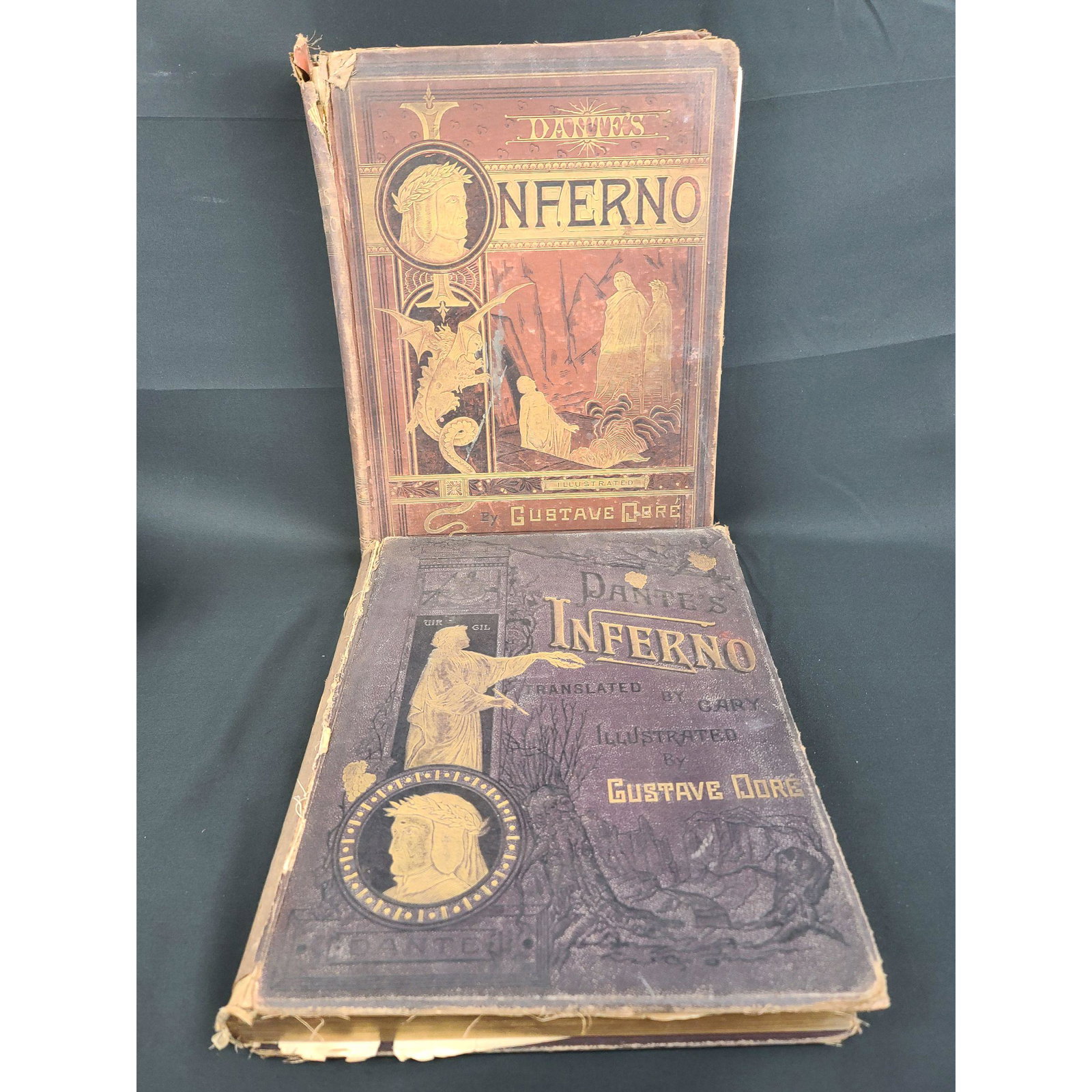 Lot of 2 19th Century Dante's Inferno: Lot of 2 19th Century Dante's Inferno. Illustrated By Gustave Dore