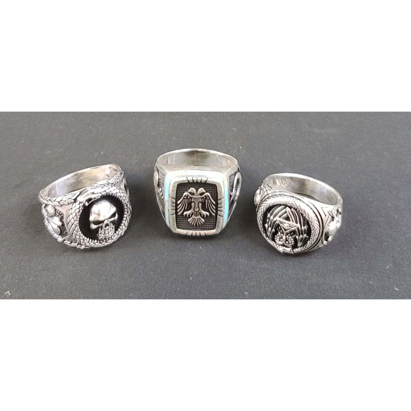 A lot of 3 Sterling Silver Rings 30 Grams One Hallmark (1 of 10)