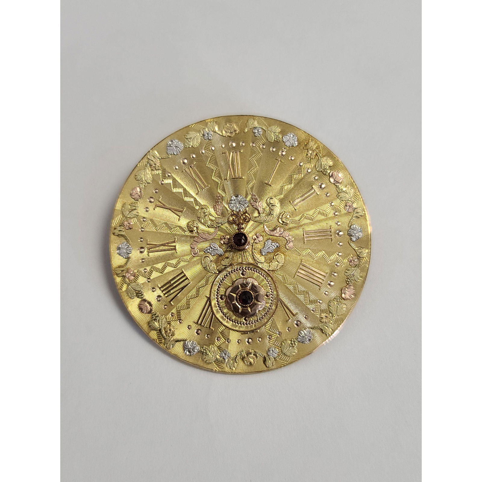 18k gold face watch brooch with rubies (1 of 7)