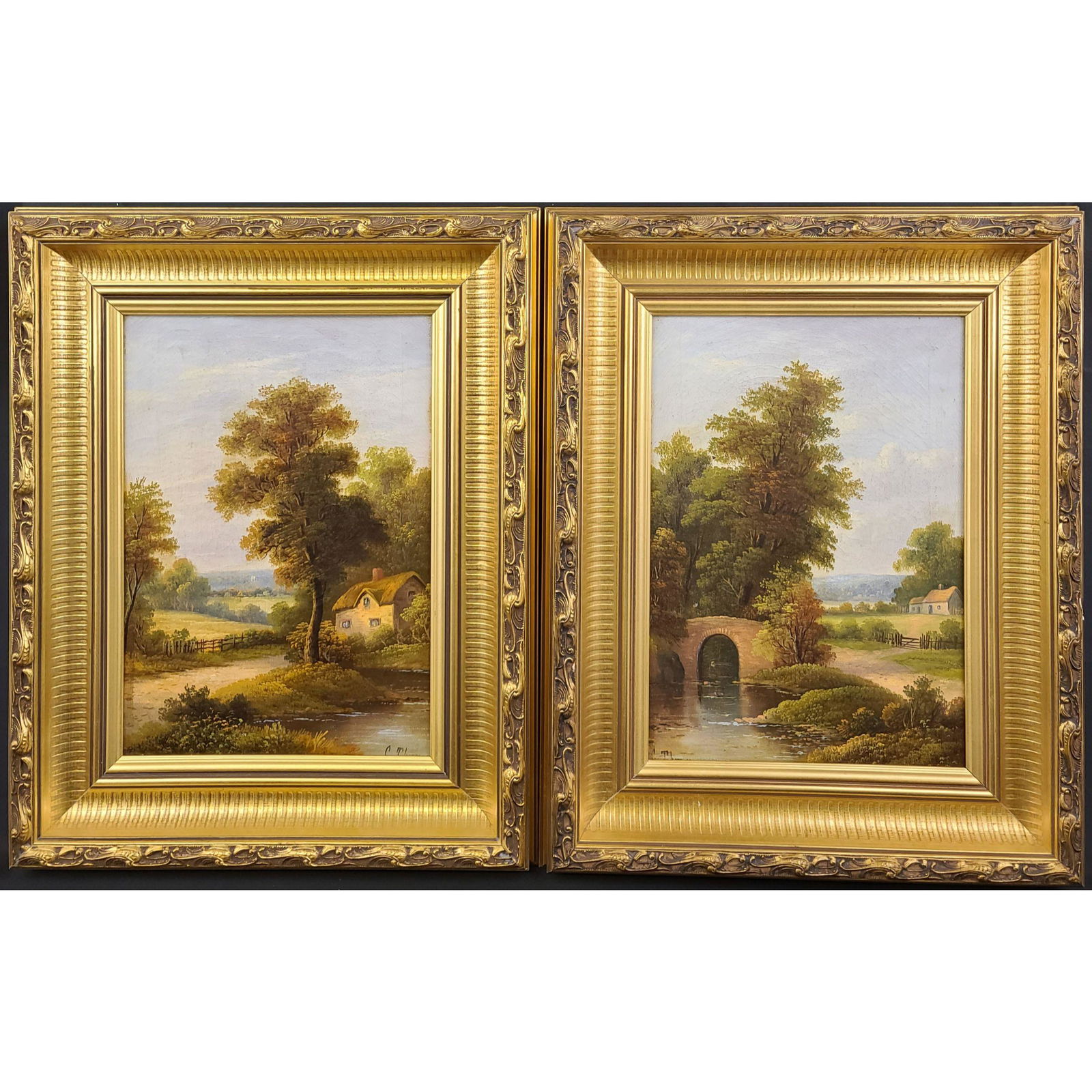 Pair Of Antique Landscape Paintings By C Thomas (1 of 18)