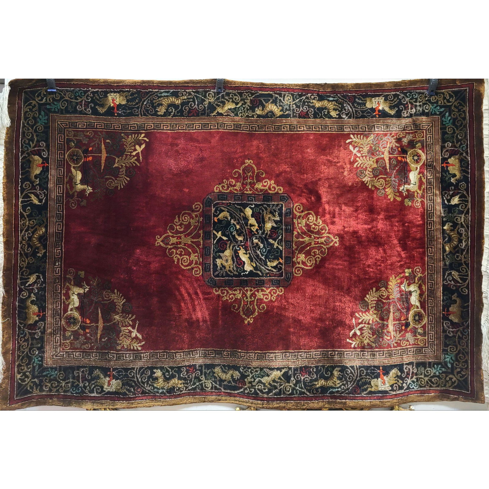 Antique Hand-Knotted Pictorial Silk Rug (1 of 20)