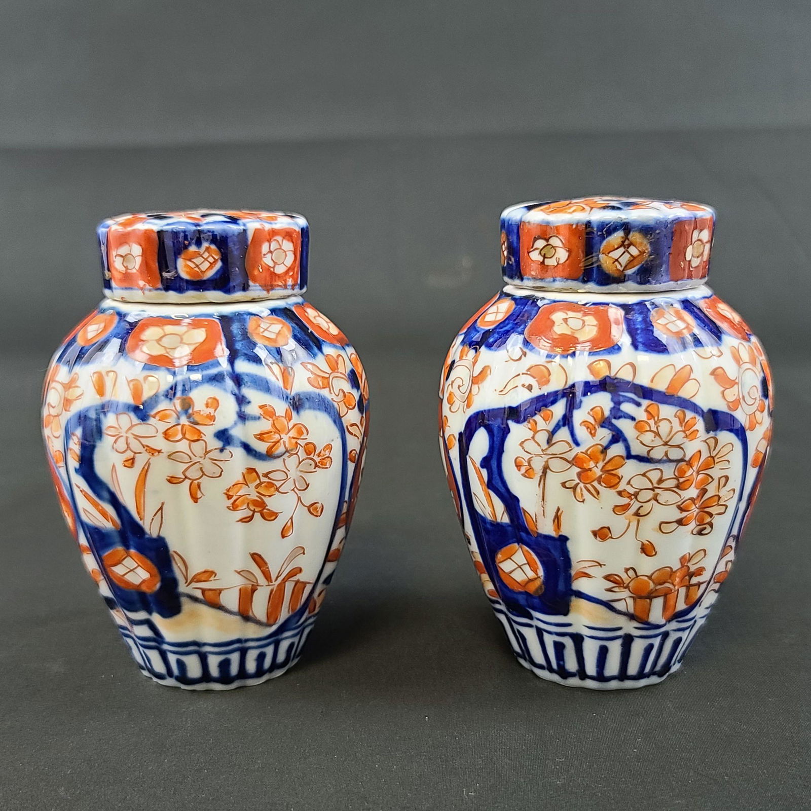 Pr of Antique Japanese Imari Covered Jars 19th c (1 of 9)