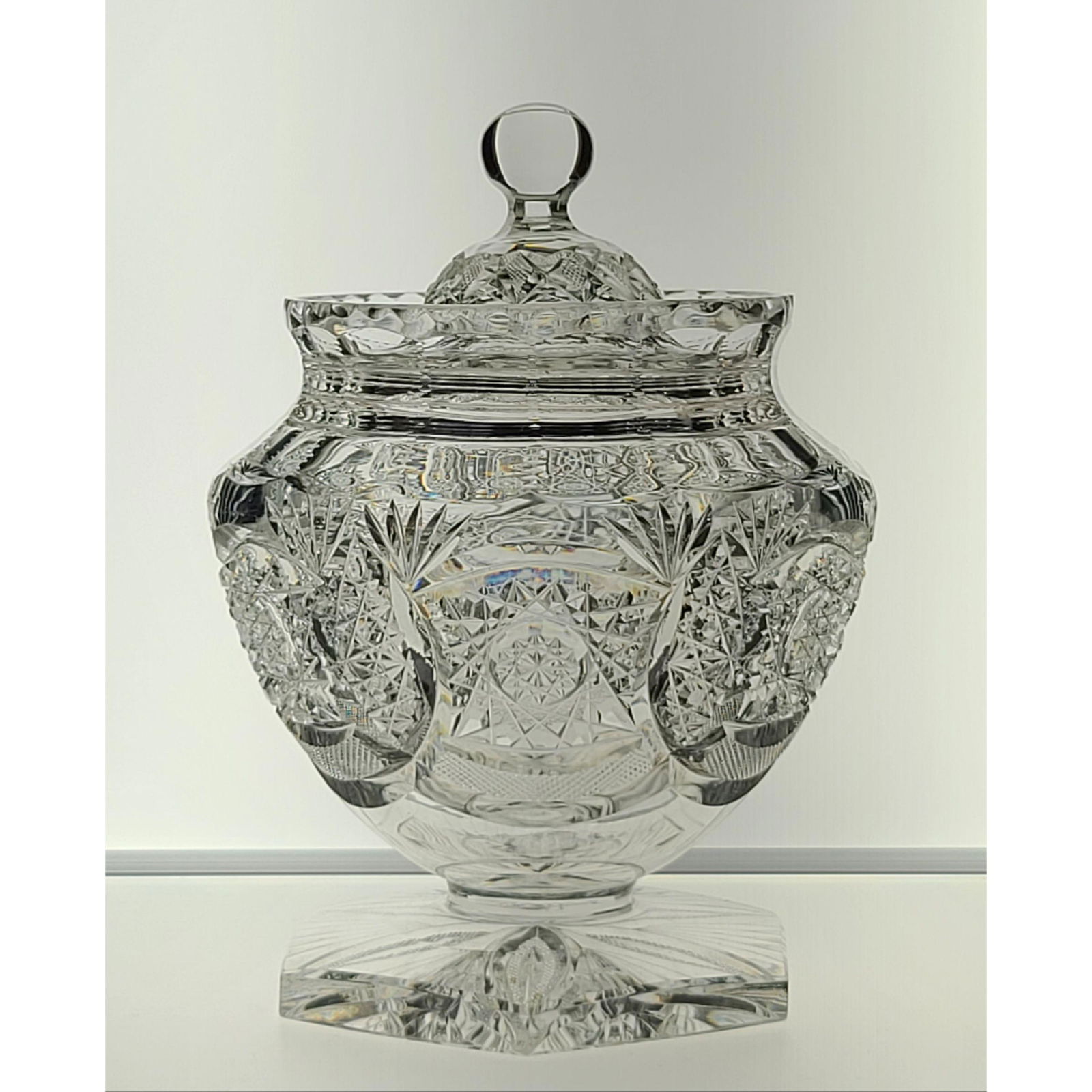 ABP Cut Glass Heavy Candy Jar w/ Cut Top Fancy Base (1 of 16)