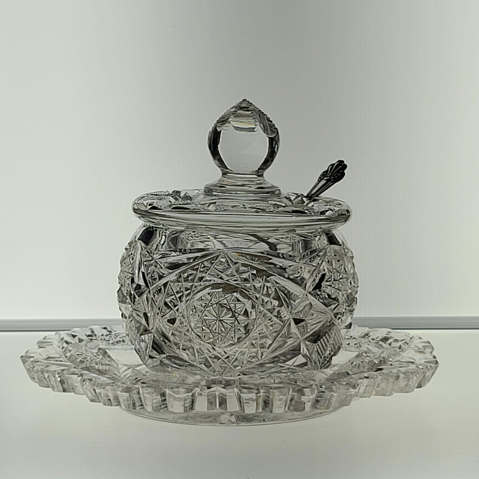 ABP Cut Glass  Three Piece Condiment Jar Signed Hoare (1 of 14)