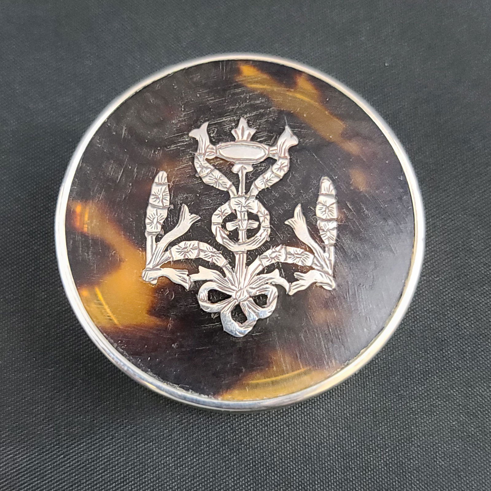 Antique Sterling Silver Inlaid Snuff Box 19th c (1 of 5)