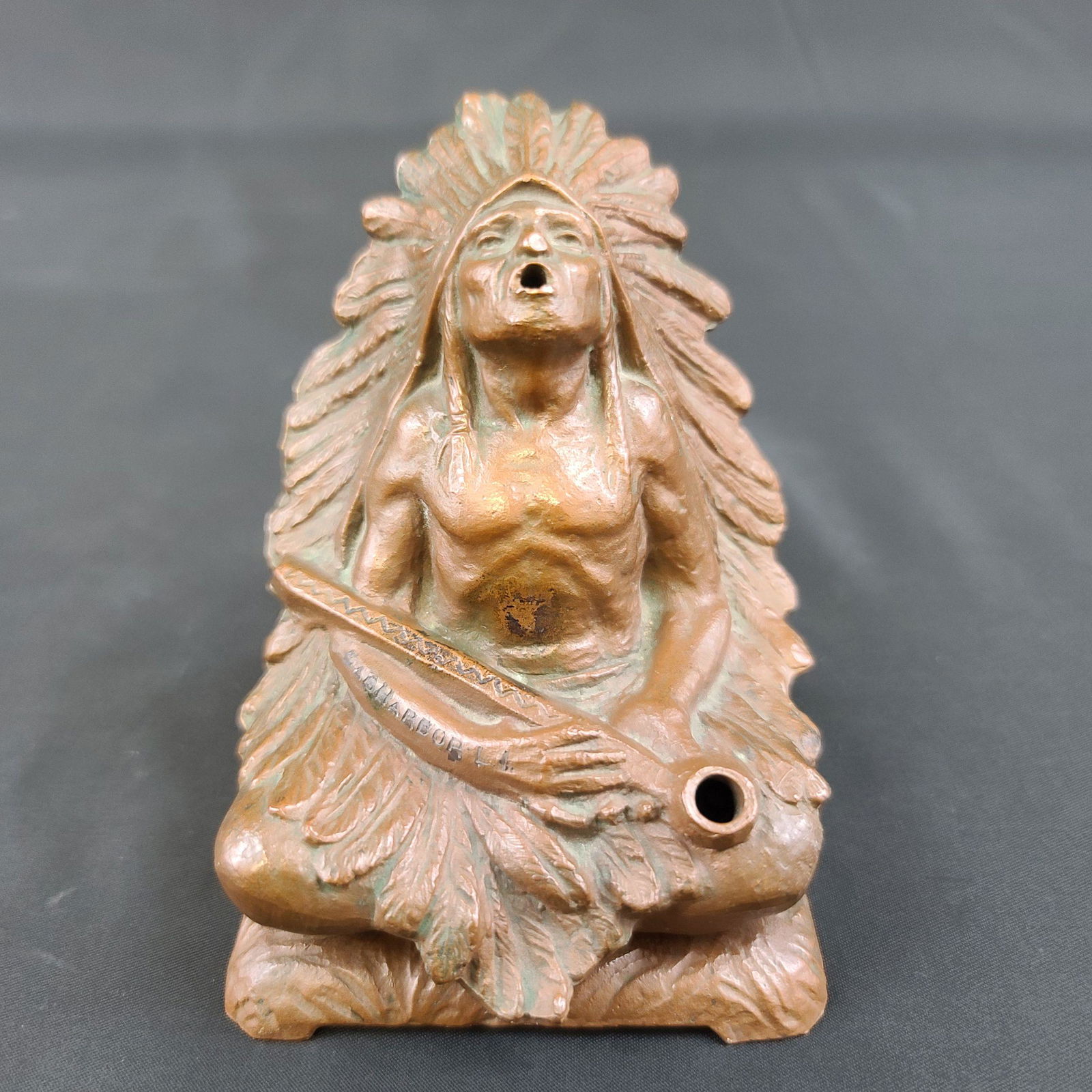 W.R MFG CO Indian Chief Bronze Incense Burner NEAT (1 of 13)