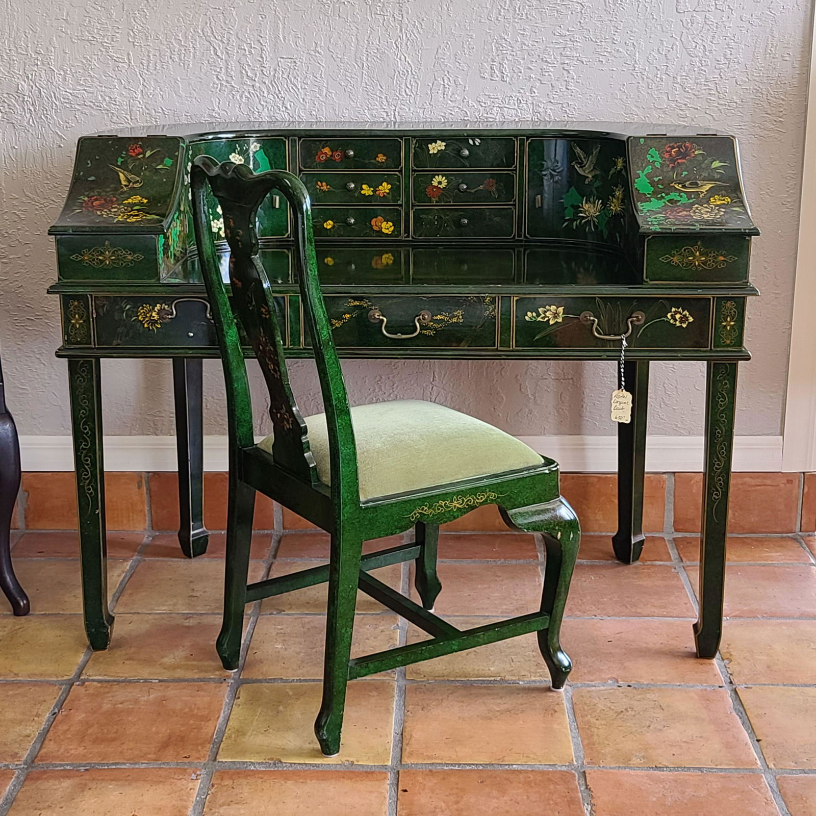 Vintage Oriental Chinoiserie Lacquered Handpainted Desk (1 of 19)