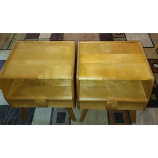 2 Mid Century Modern End Tables Heywood Wakefield Co.: 2 Mid Century Modern End Tables Heywood Wakefield Co. Measures 20" x 16" x 24". This item is in the home still located 10 mins away for our gallery. We will help all arrangements for pickups or drop o