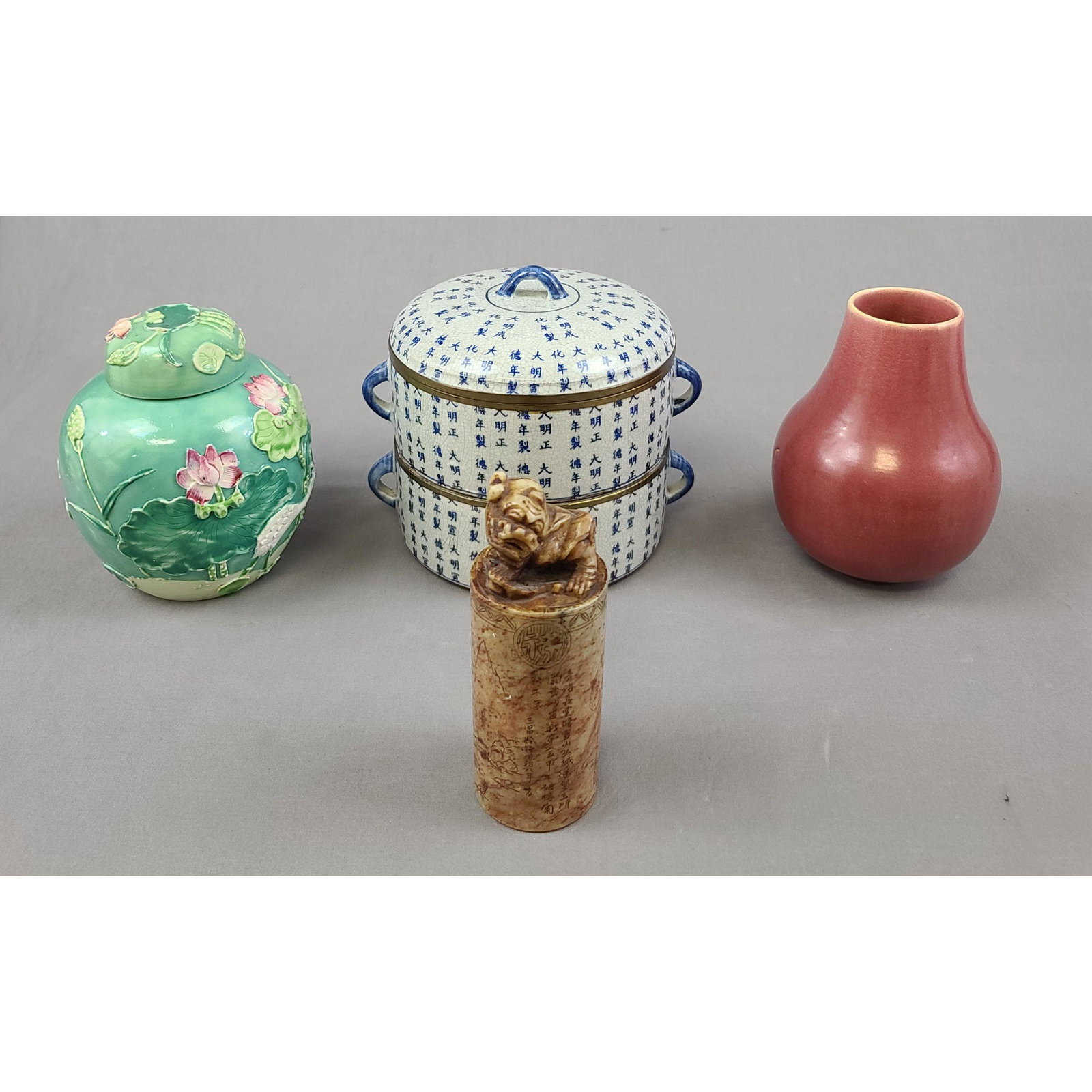 Grouping Of Chinese Porcelain And Soapstone Seal: Grouping Of Chinese Porcelain And Soapstone Seal with Mark. Various Sizes.