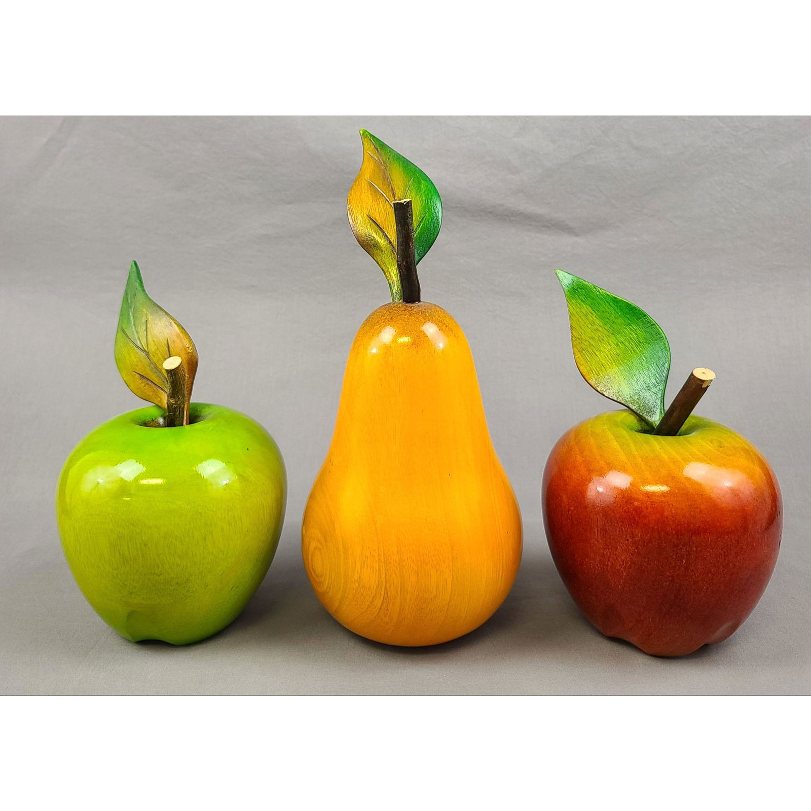 3 Large Mid Century Modern Wooden Hand Painted Fruits (1 of 16)