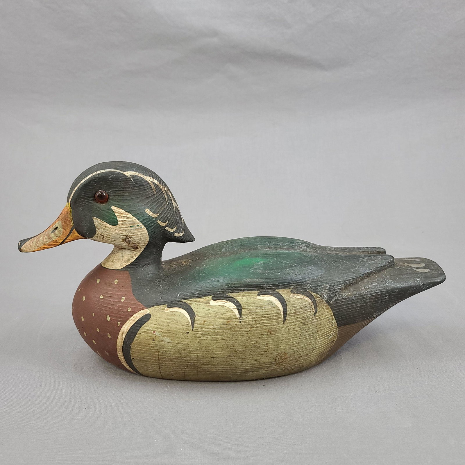 Signed Hand-painted Carved Duck Decoy DWD (1 of 12)