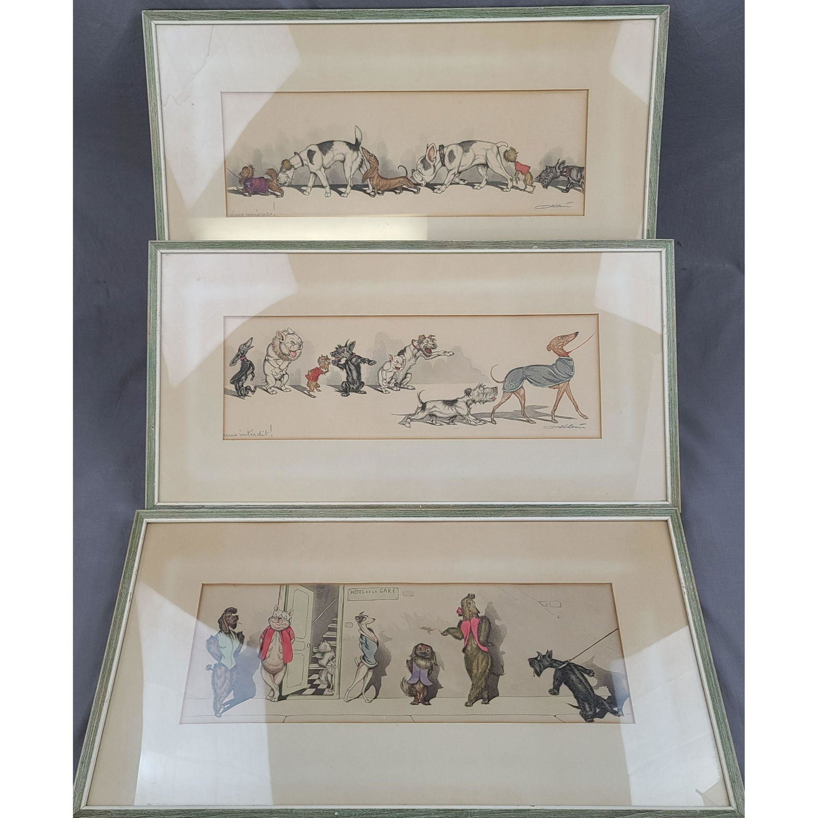 Lot of 3 Signed Handcolored Engravings "BORIS O' KLEIN" (1 of 18)
