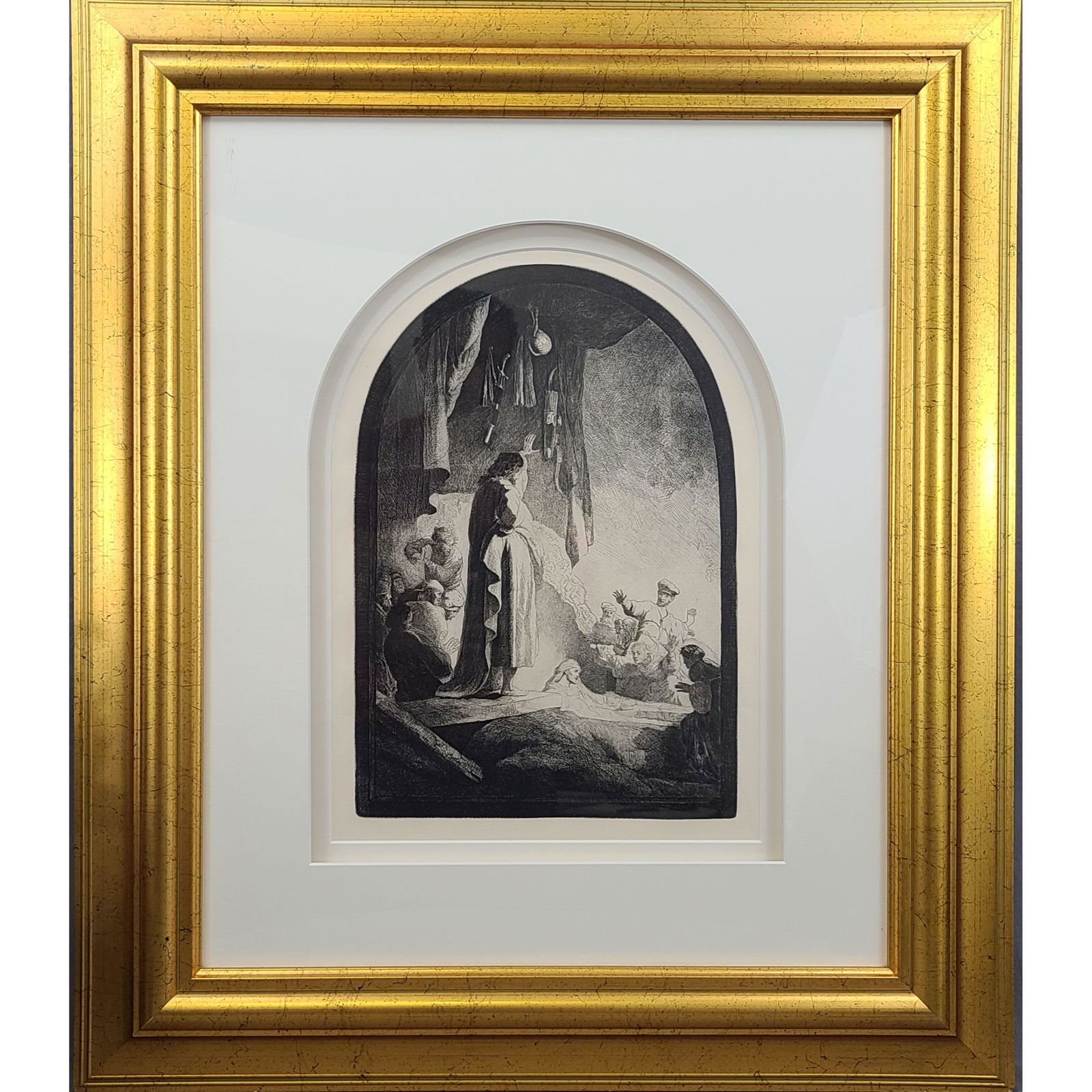 Framed Etching By Rembrandt "RISING OF LAZARUS" (1 of 10)