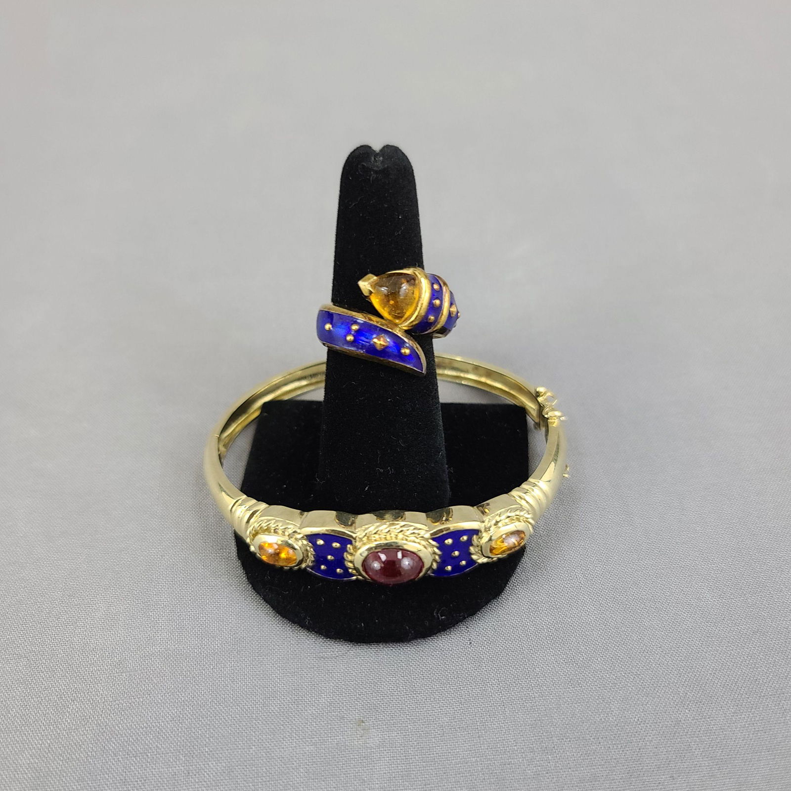 14k Gold And Enamel Ring And Bracelet tourmaline topaz (1 of 9)
