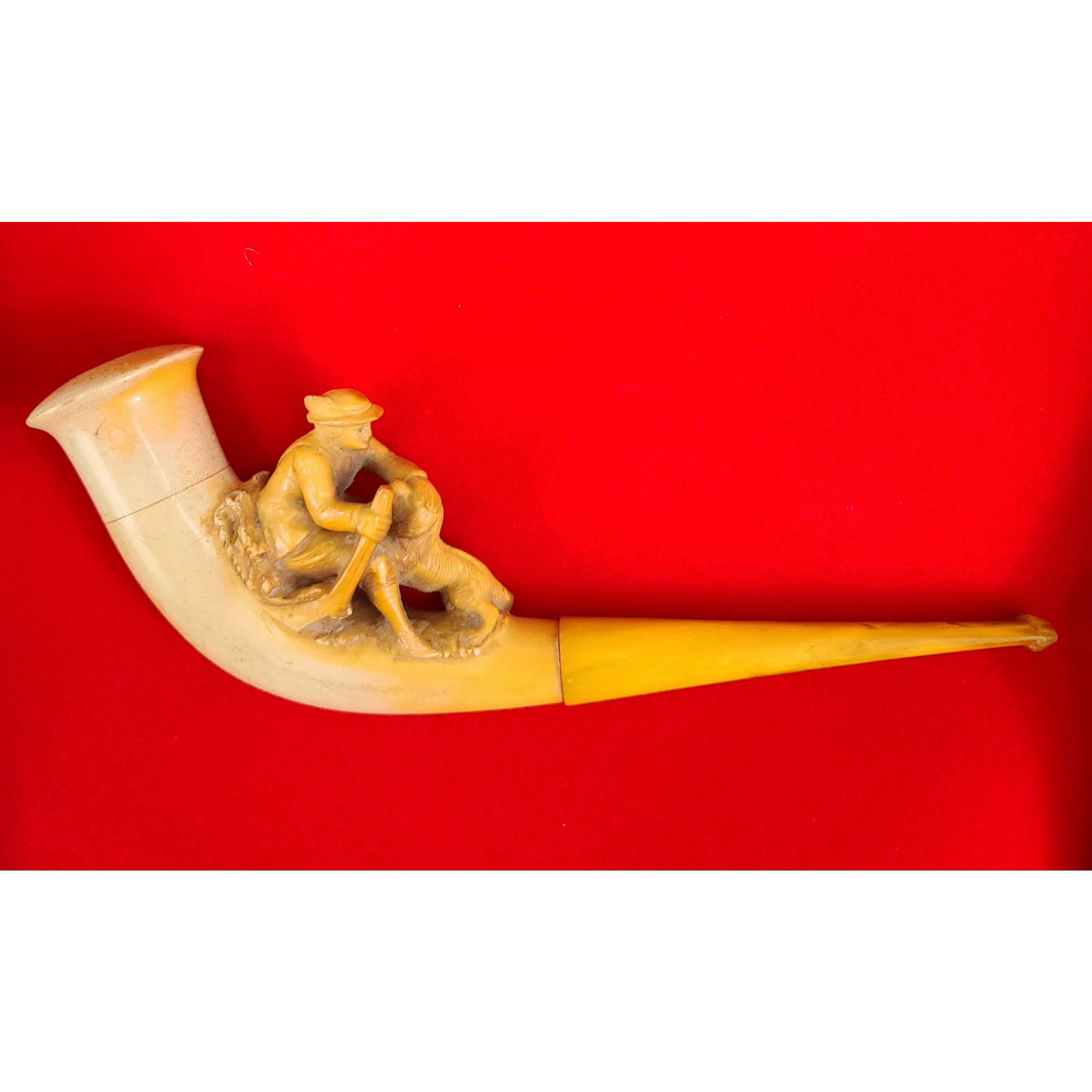 ANTIQUE HAND CARVED MEERSCHAUM TOBACCO PIPE. (1 of 10)