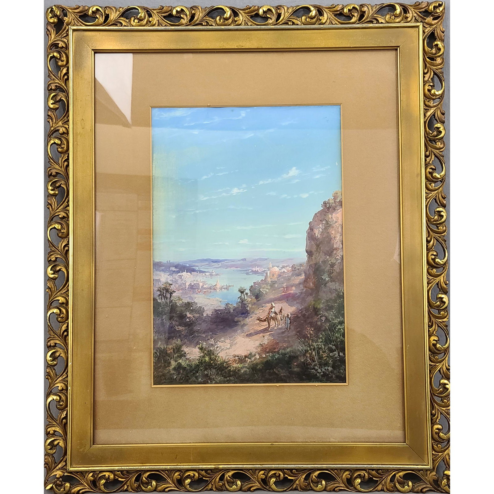 Orientalist Watercolor Painting Signed P Pascal 1832-03: Paul B Pascal (1832-1903)Paul B. Pascal was active/lived in the District Of Columbia / France. Paul Pascal is known for Middle Eastern scene landscape paintings, Native Americans. Frame measure 31" x