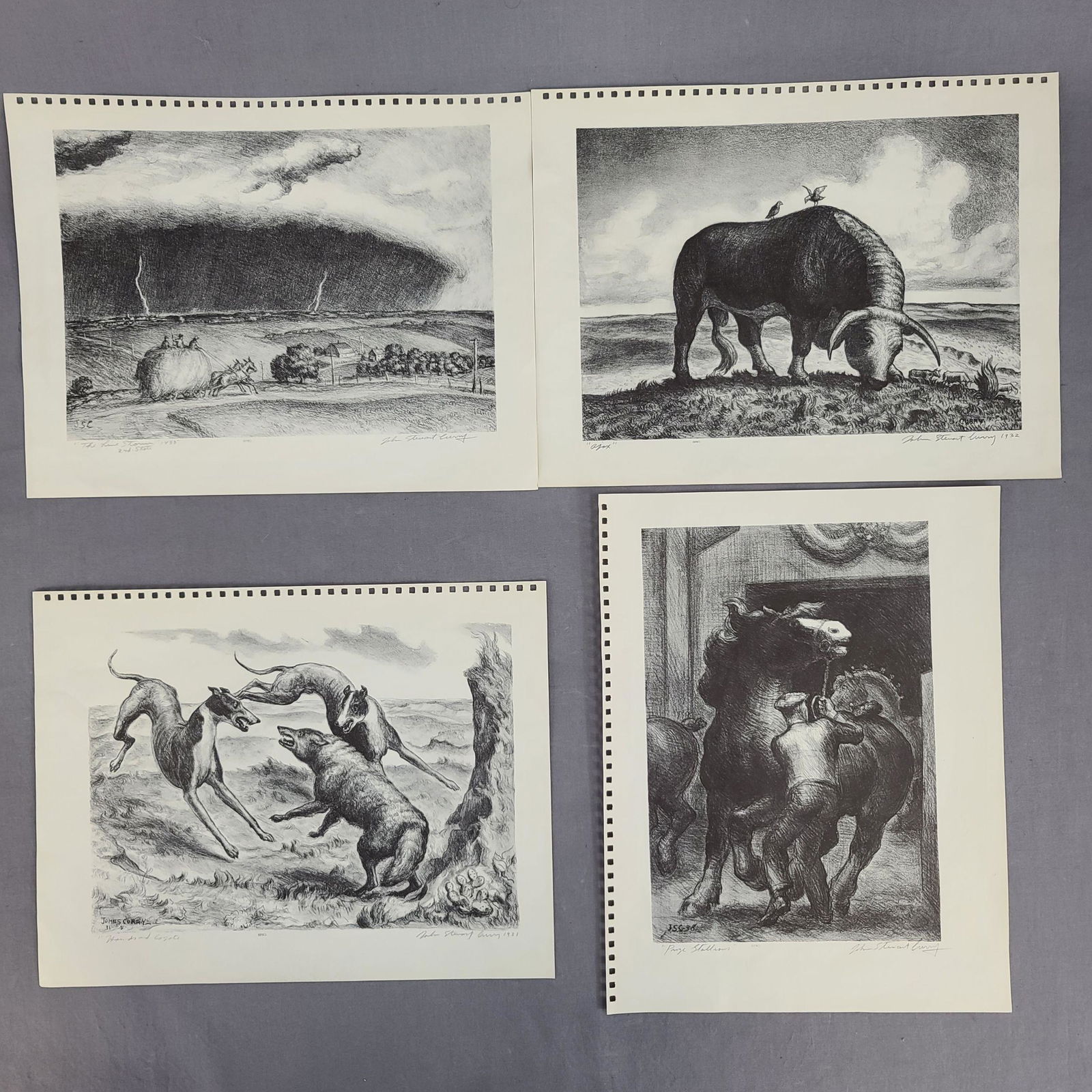 Lot of 4 Signed Litho Plate From Book by John Steuart C (1 of 9)