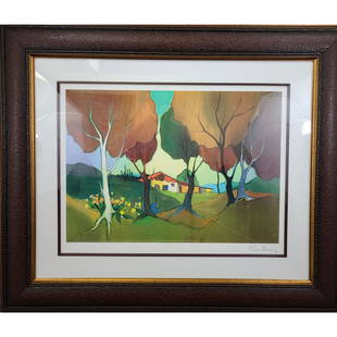 Itzchak Tarkay Serigraph Jamestown Cottage NO COA: Itzchak Tarkay Serigraph Jamestown Cottage NO COA. Frame measure 28.5" x 34", sight 21.5" x 27"