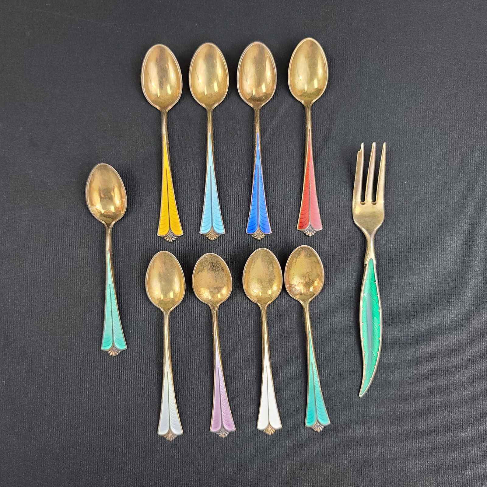 9 DAVID ANDERSON STERLING AND ENAMEL SPOONS PLUS 1 (1 of 6)