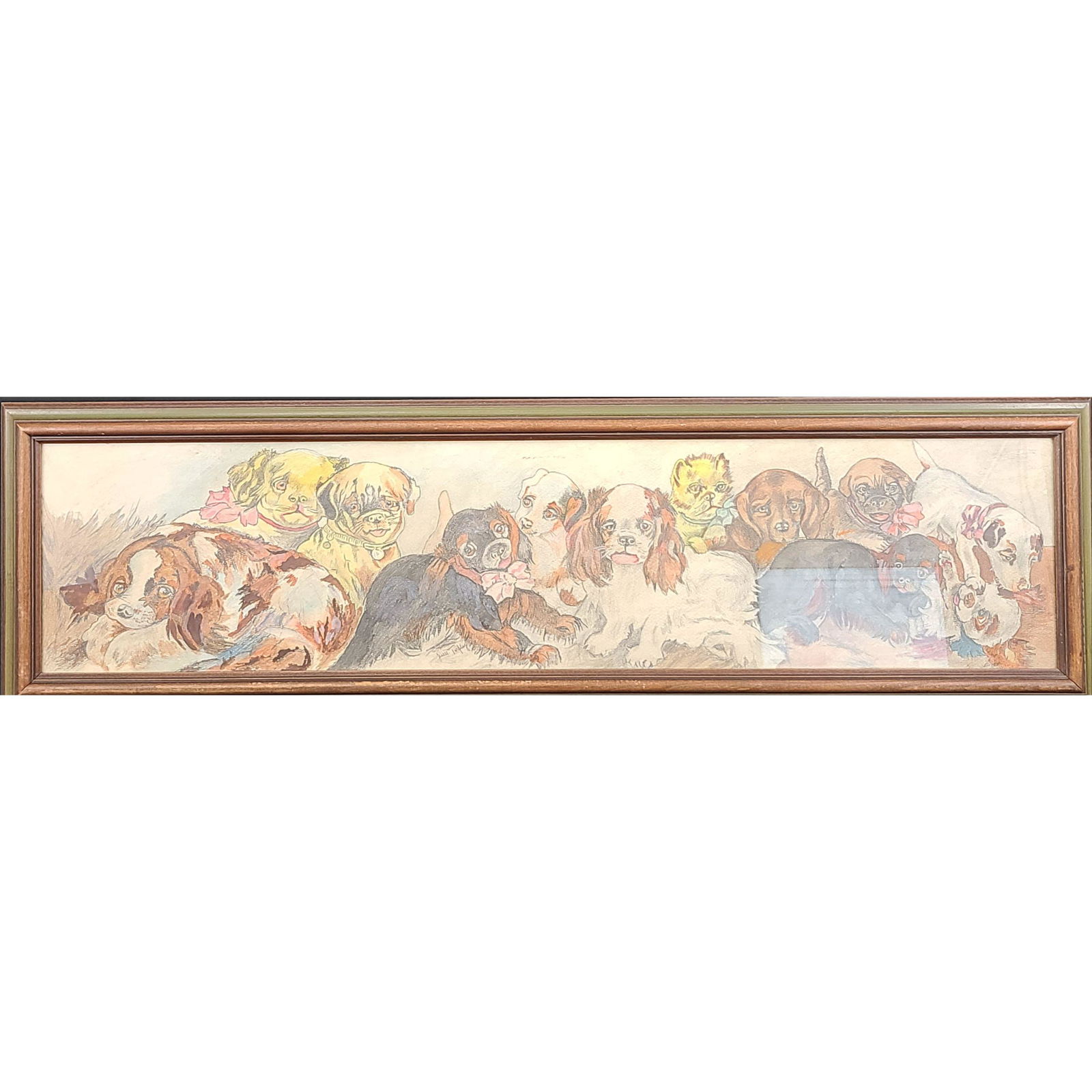 Signed Jessie Tarpley Watercolor Painting DOGS (1 of 12)