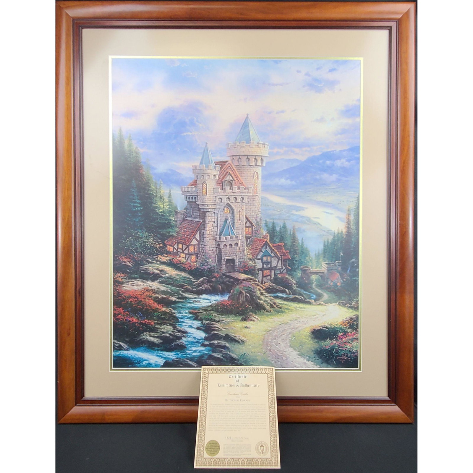 Thomas Kinkade "GUARDIAN CASTLE" Offset Lithograph COA: Offset Lithograph Thomas Kinkade With COA. Frame measure 39.5" x 33.5", Sight 35" x 29".
