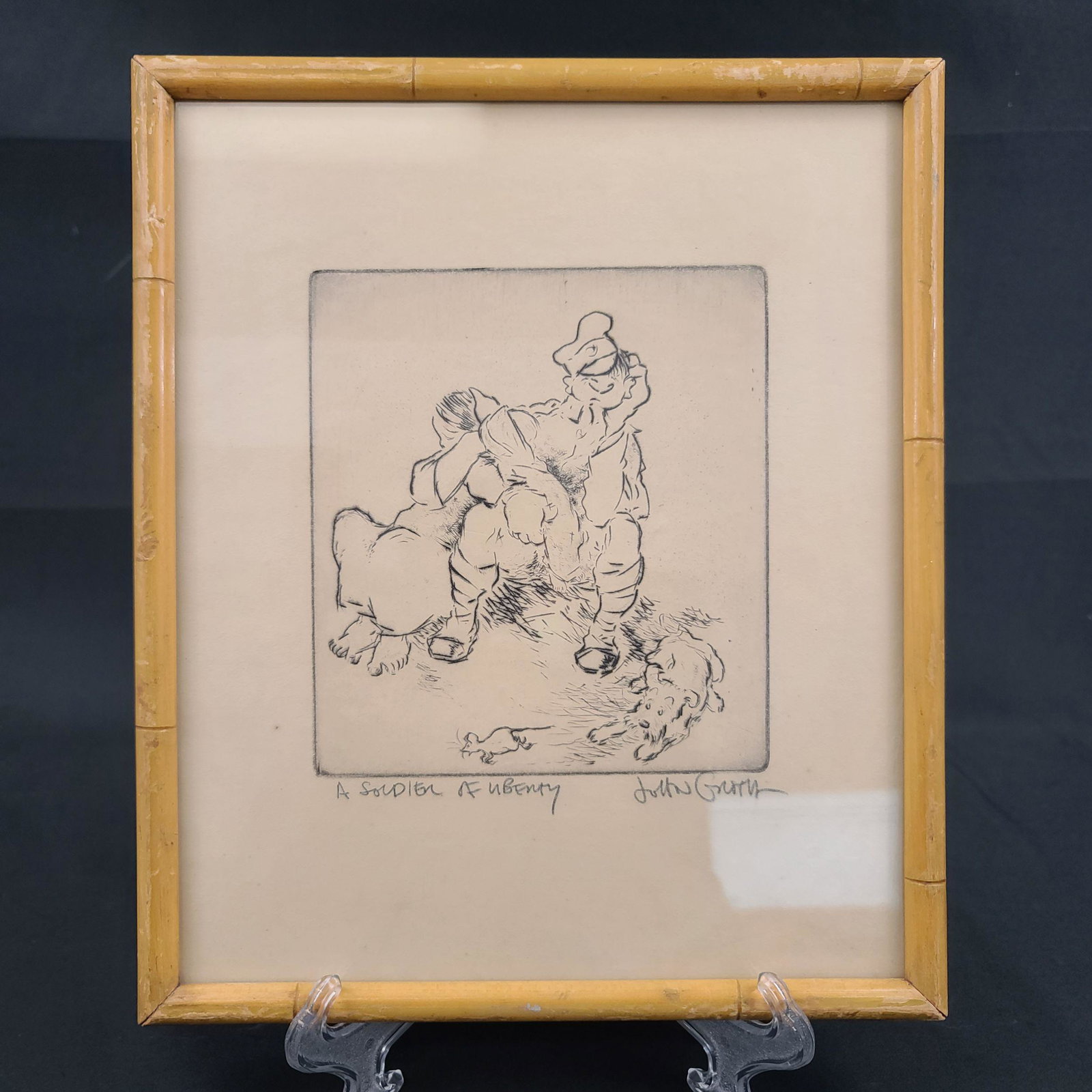 John Groth [American, 1908-1988 Pencil Signed: John Groth [American, 1908-1988 Pencil Signed. Frame measure 11 1/4" x 9.5", Sight 10 1/4" x 8.5"