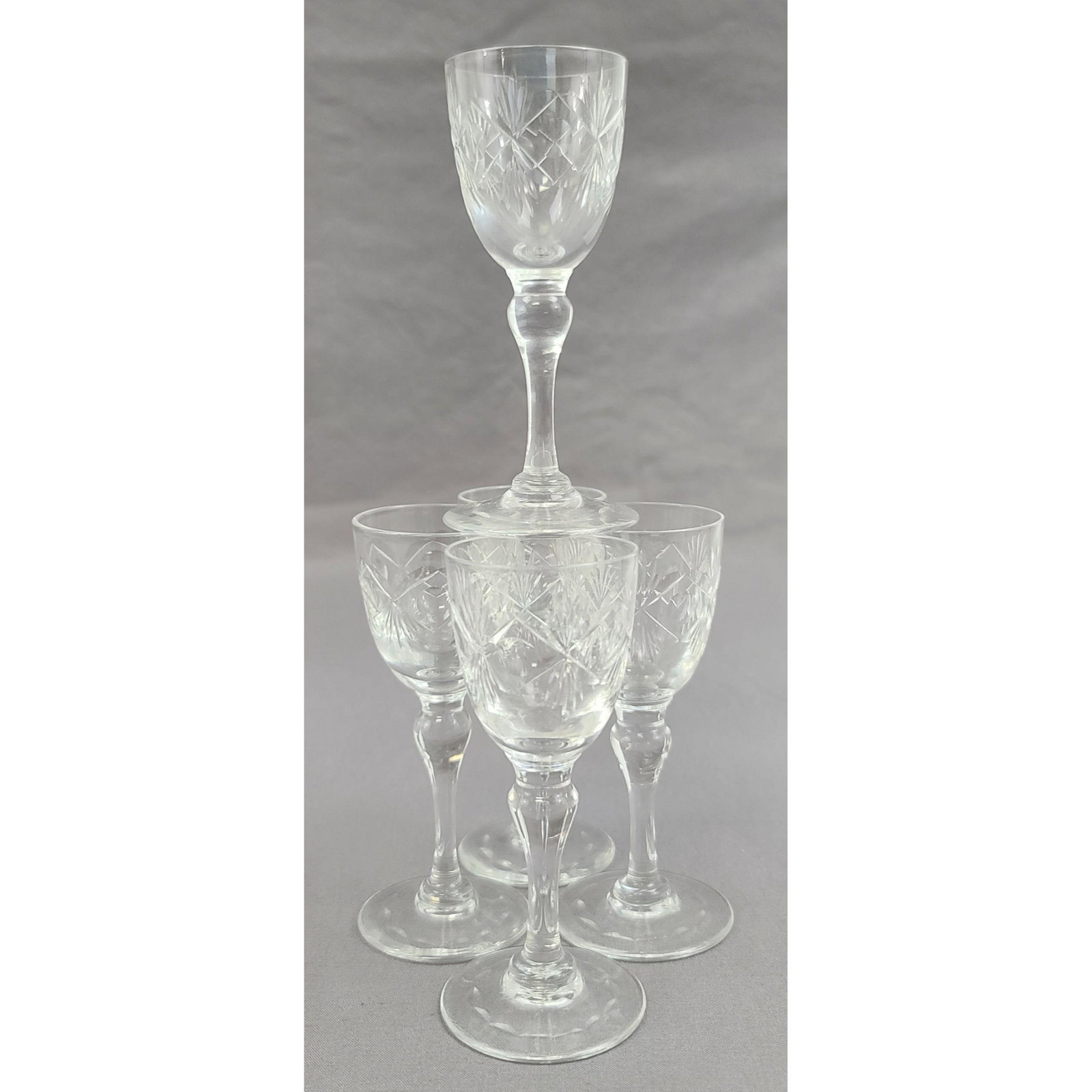 Lot Of 5 Signed Webb Sherry Glass Stems: 5 Signed Webb Sherry Stem Glasses. Measure 4"