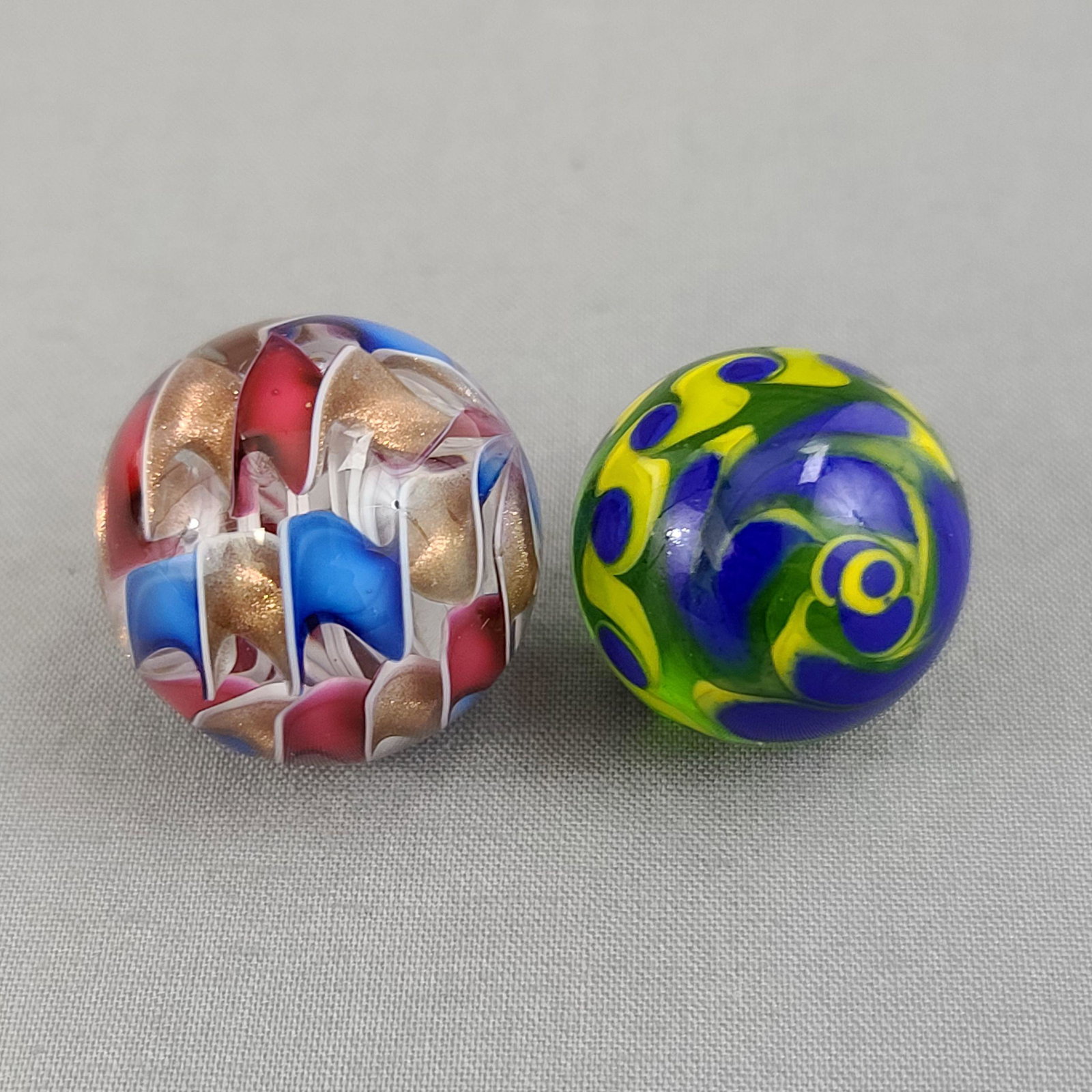 2 Vintage Glass Marbles: 2 Vintage Glass Marbles. Measures Appx. 1" & 3/4"