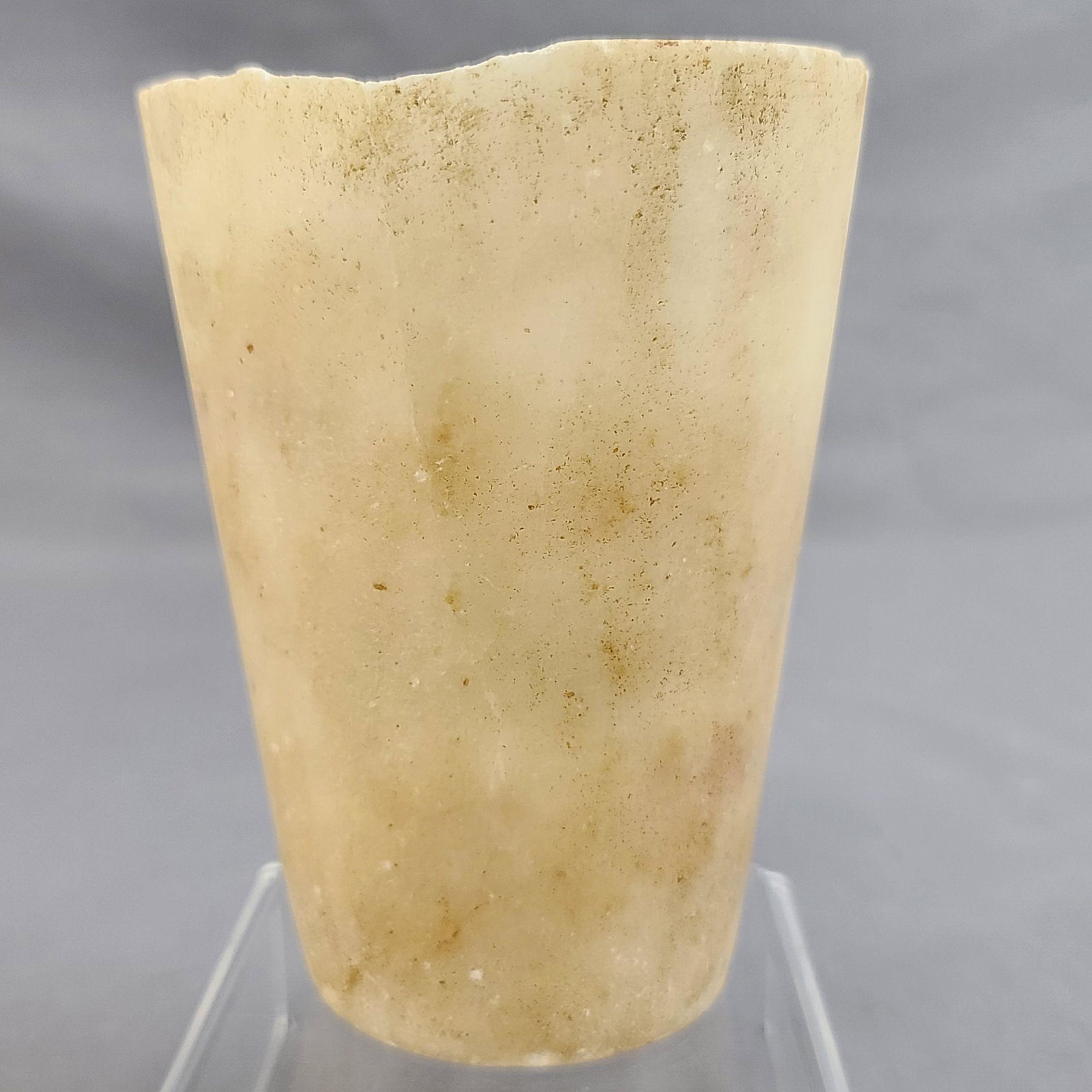 Ancient Egyptian Cylinder Jar W/ Sea Encrustation: Egyptian Alabaster Jar With Encrustation. Measure 4 3/4" Tall