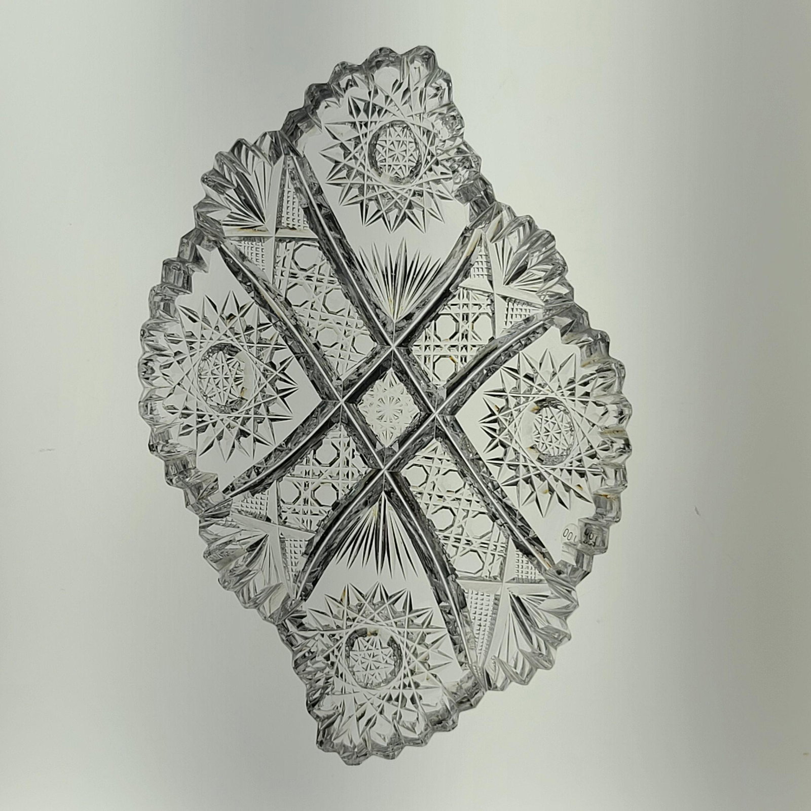 ABP Cut Glass Pairpoint "FAVORITELY" Olive dish: American brilliant Period Cut Glass Pairpoint Olive Dish. Measure 6.5" x 4.5"