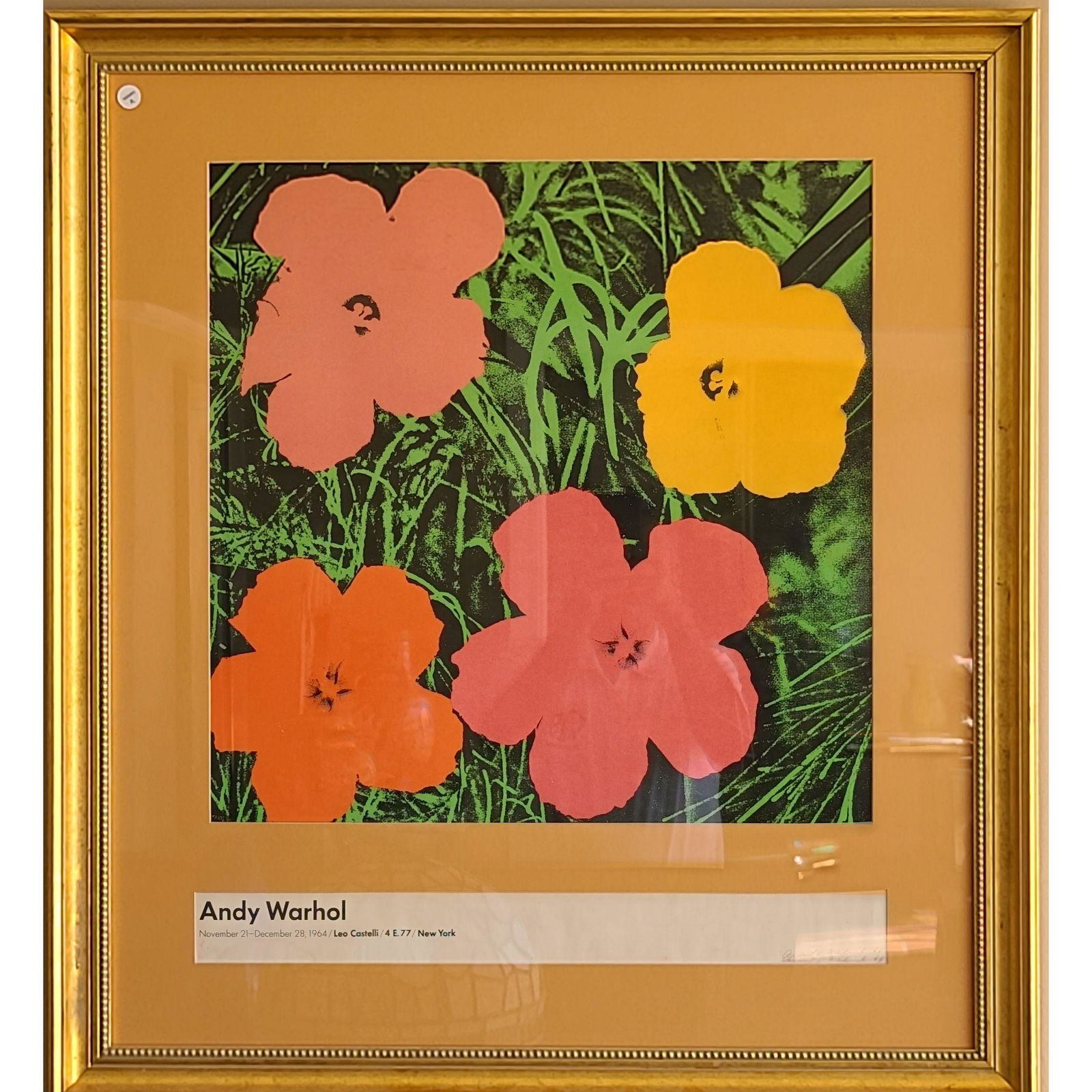 Andy Warhol Silkscreen Lithograph Flowers 1964 Signed: Andy Warhol Silkscreen Lithograph Flower Series Leo Castelli New York 1964 Signed. Measures 22" x 22" Lithograph Only. Purchased from private individual Aurora Colorado. Edition: From an edition of ap